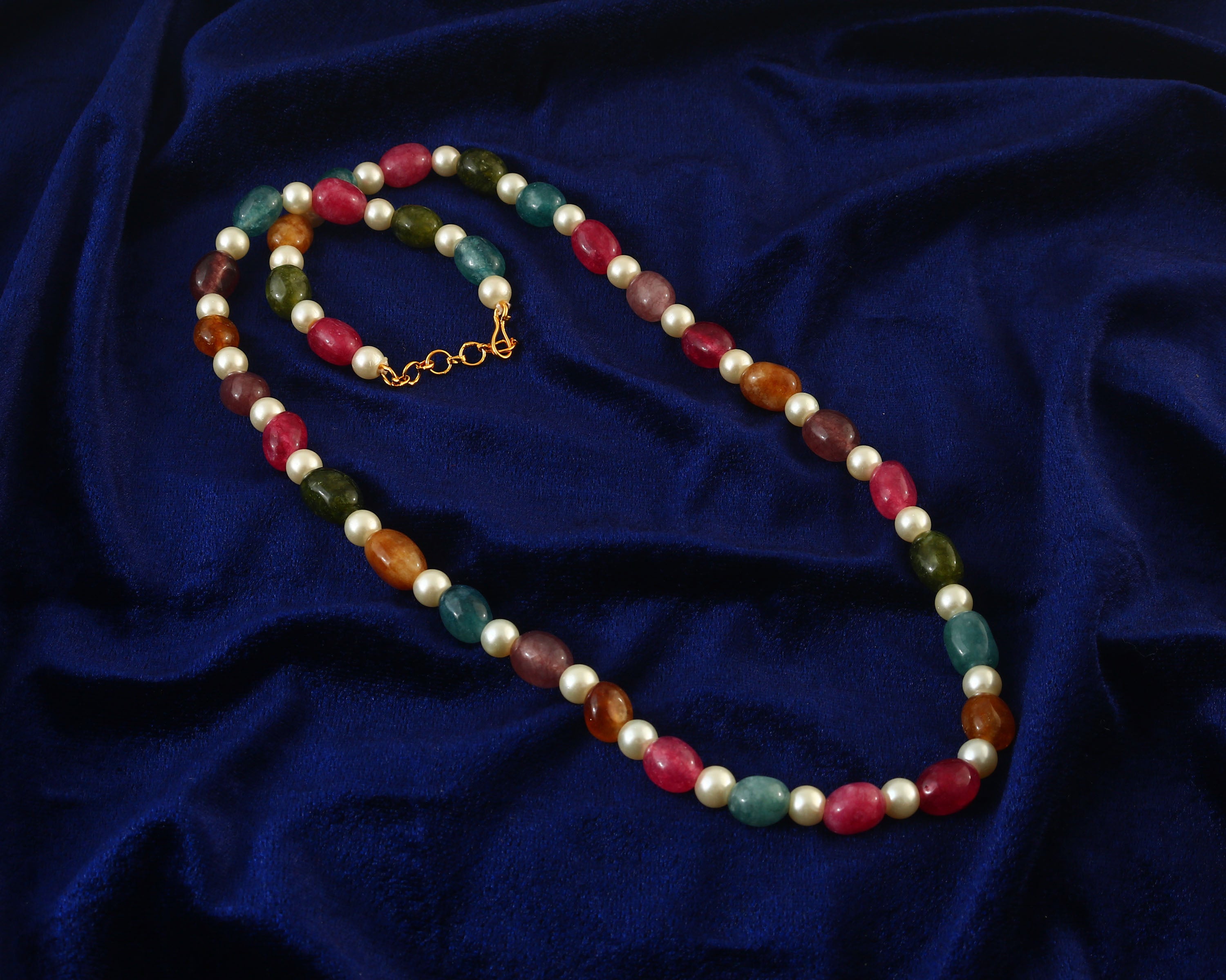 BM-126 - Jadau Kundan Beads Necklace with Emerald