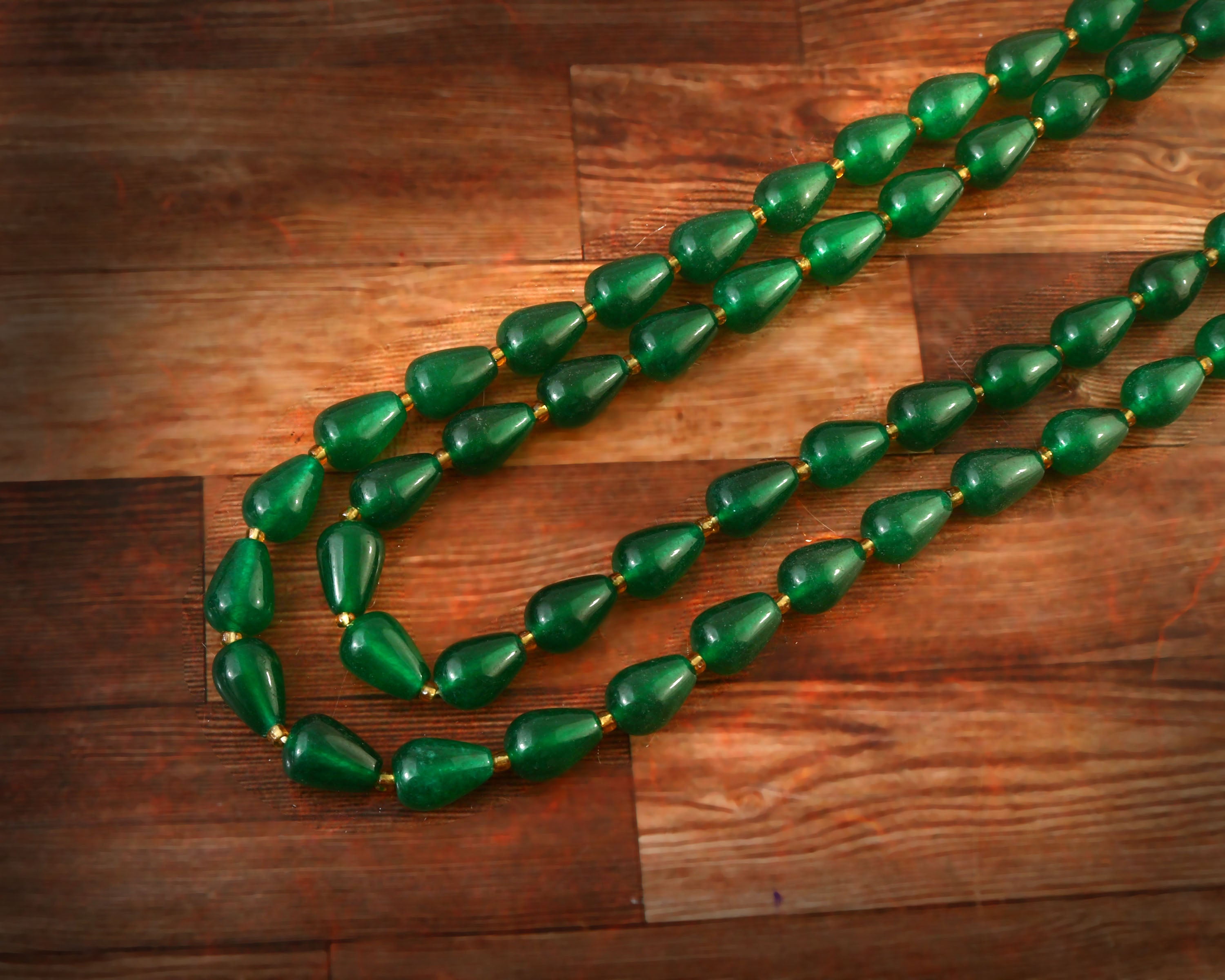 BM-127 - Jadau Kundan Beads Necklace with Emerald