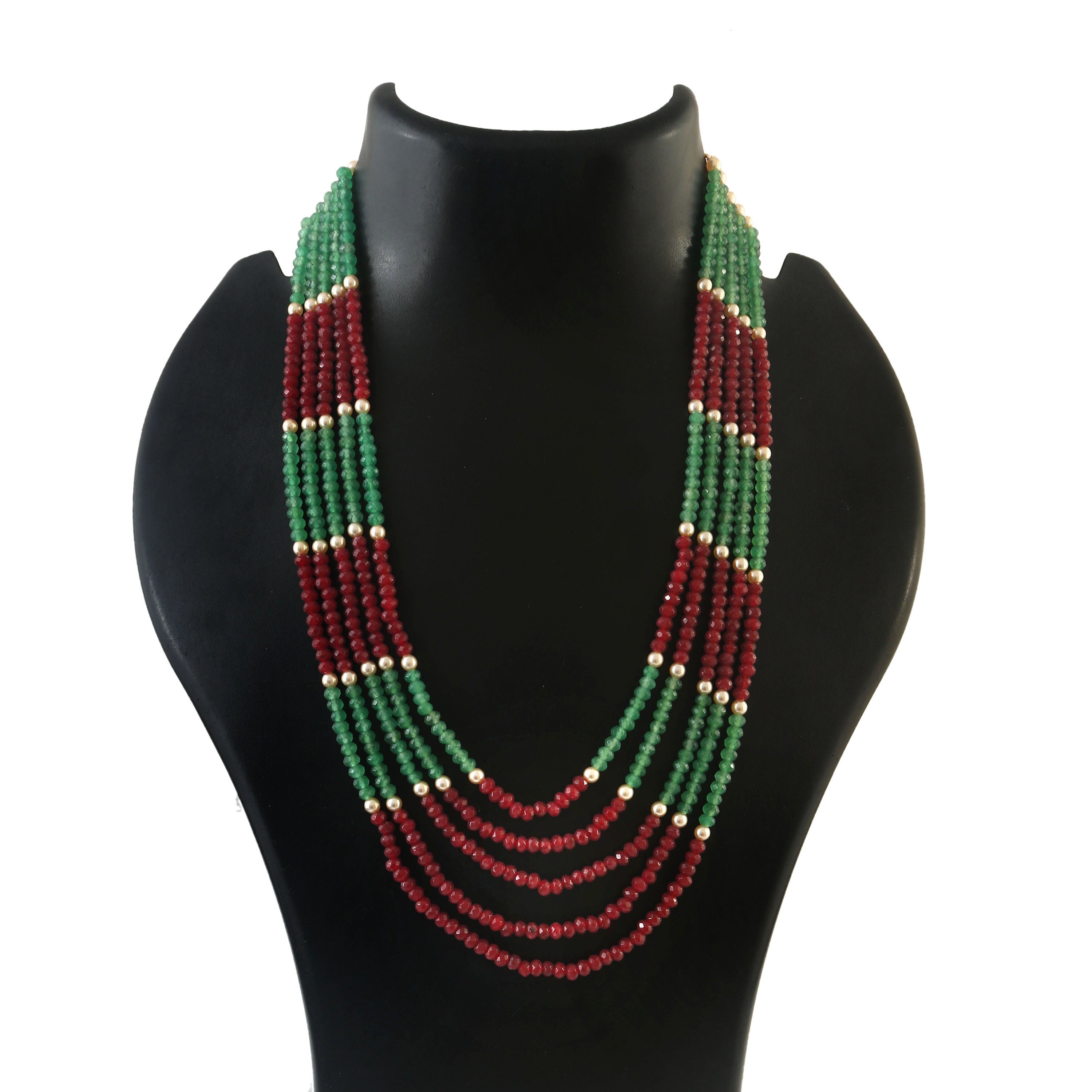BM-128 - Jadau Kundan Beads Necklace with Emerald