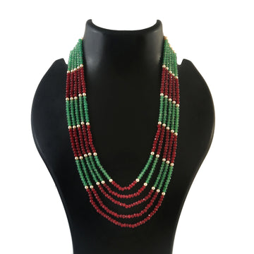 BM-128 - Jadau Kundan Beads Necklace with Emerald