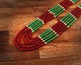 BM-128 - Jadau Kundan Beads Necklace with Emerald