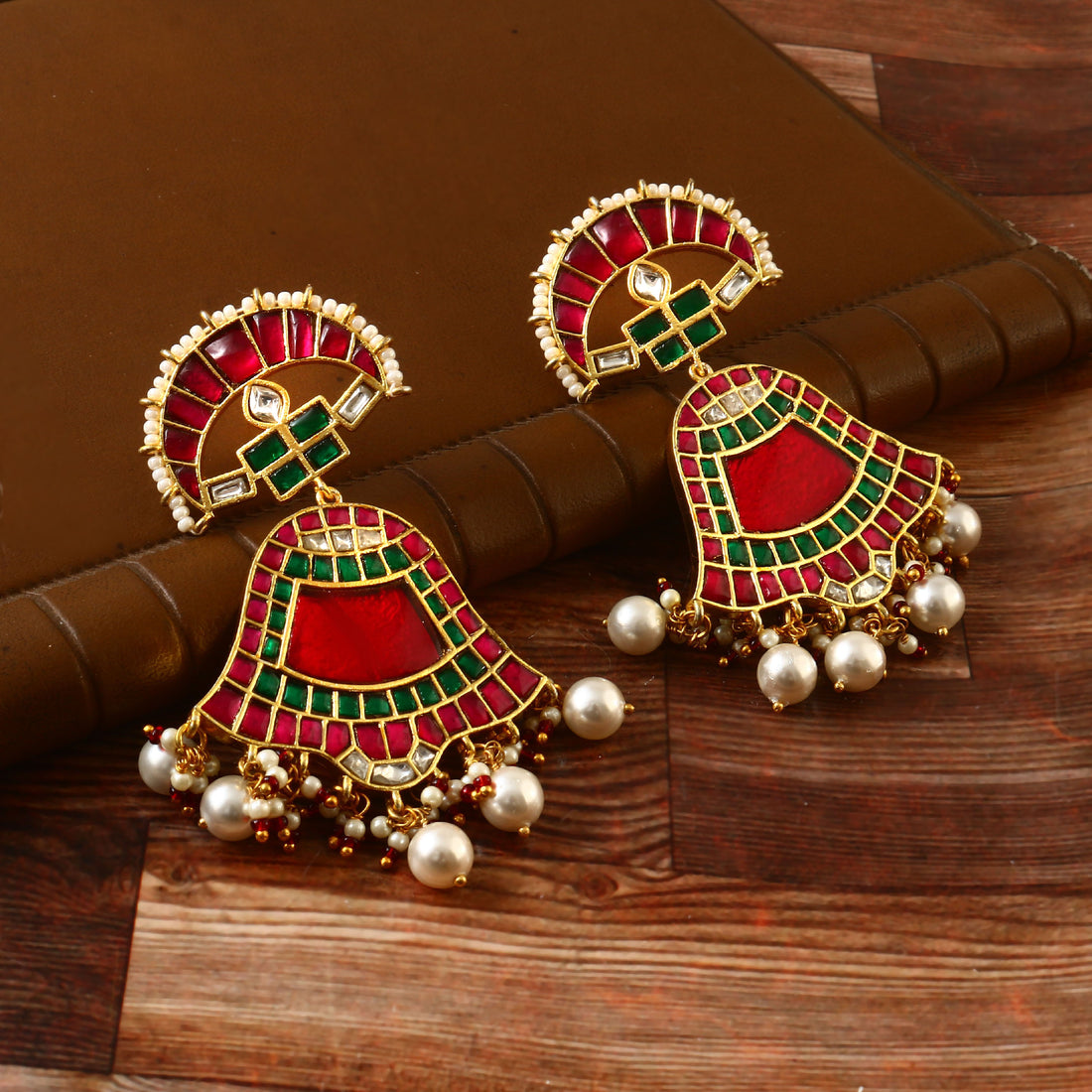 ER-121 - Jadau Kundan Earring with Emerald