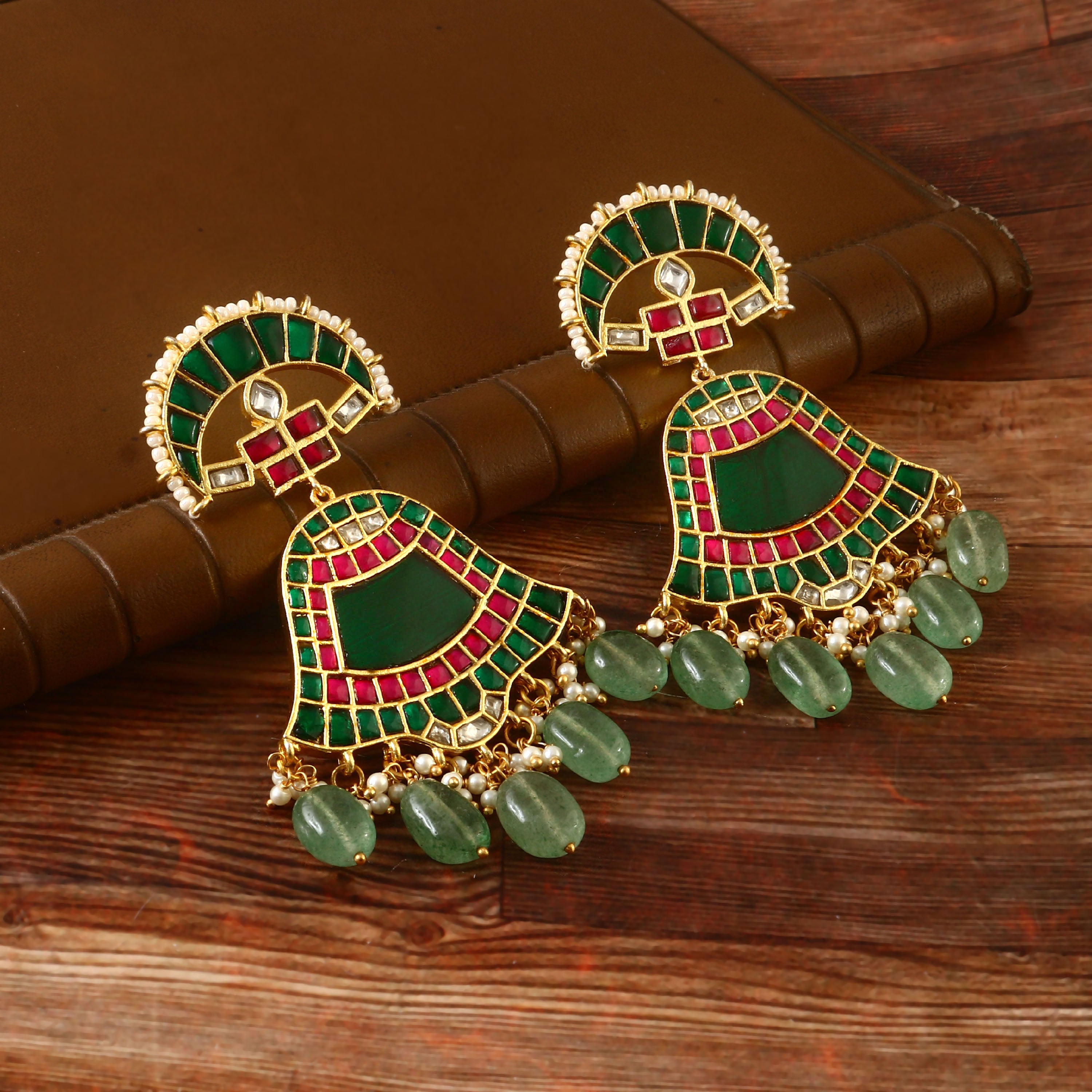 ER-123 - Jadau Kundan Earring with Emerald