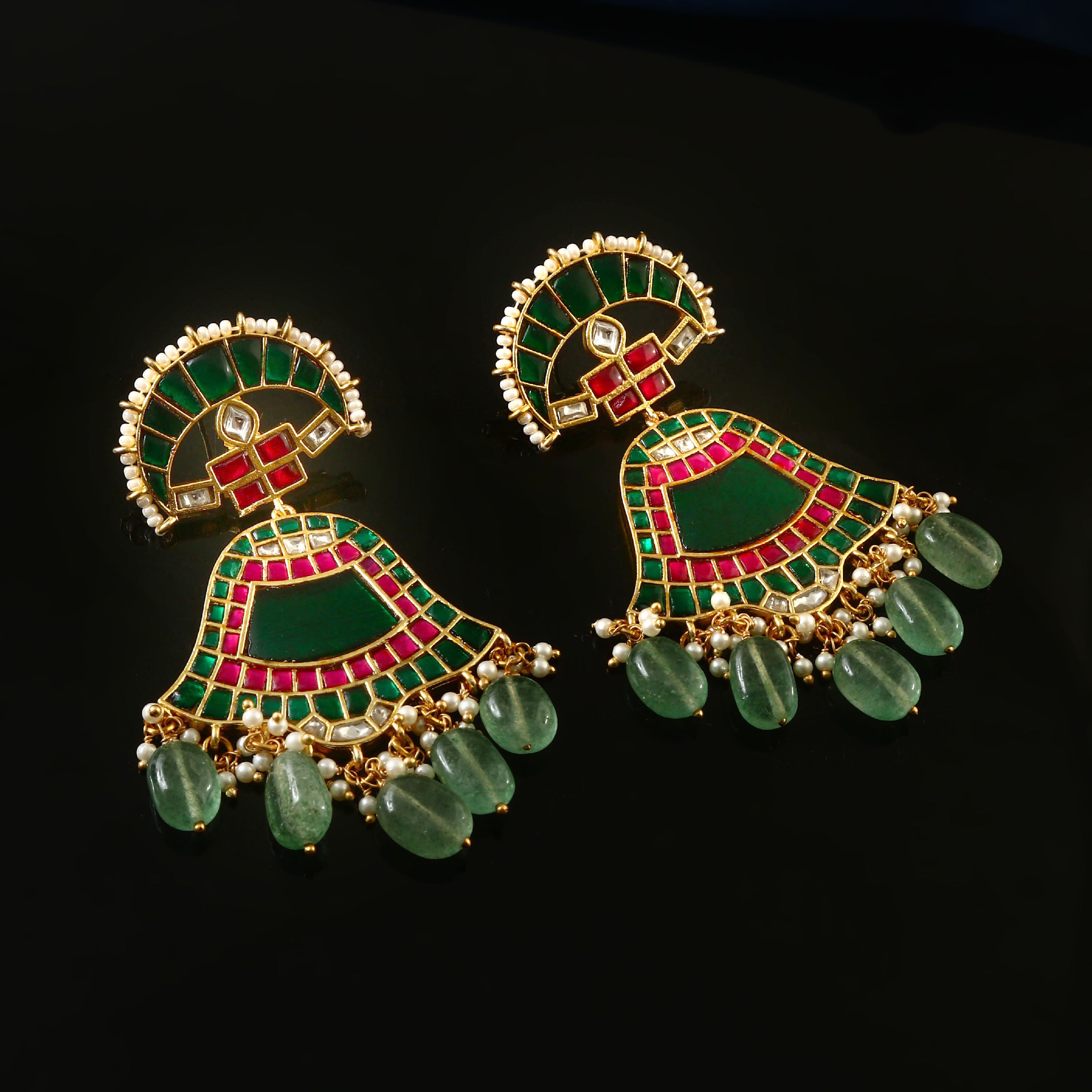 ER-123 - Jadau Kundan Earring with Emerald