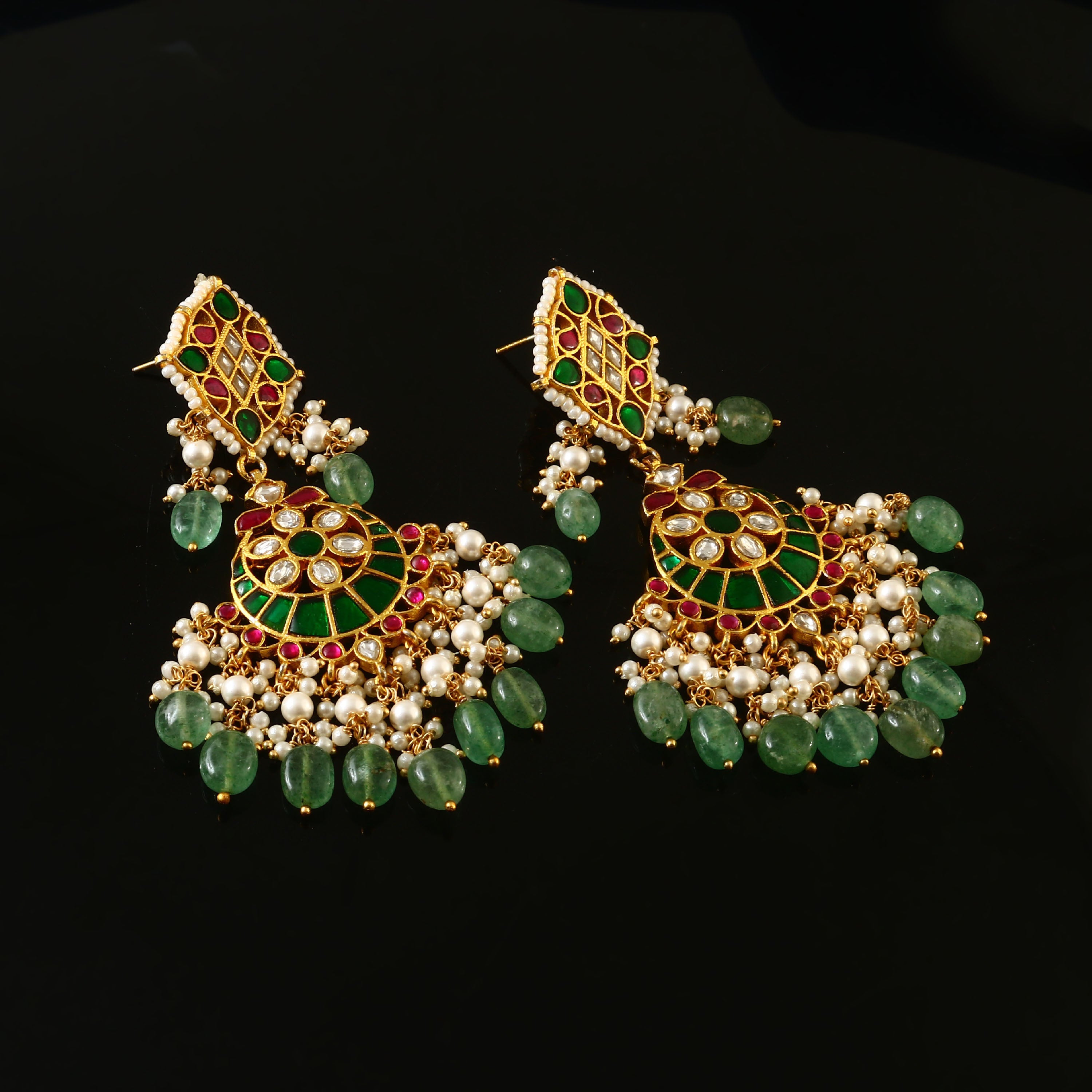 ER-124 - Jadau Kundan Earring with Emerald