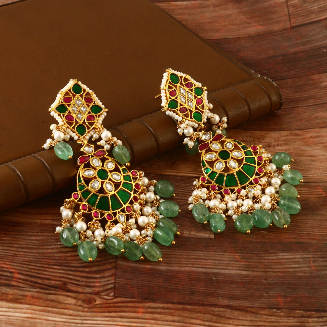 ER-124 - Jadau Kundan Earring with Emerald