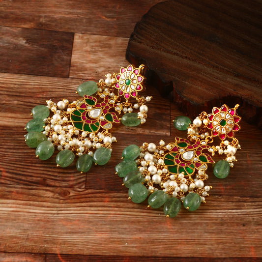 ER-125 - Jadau Kundan Earring with Emerald