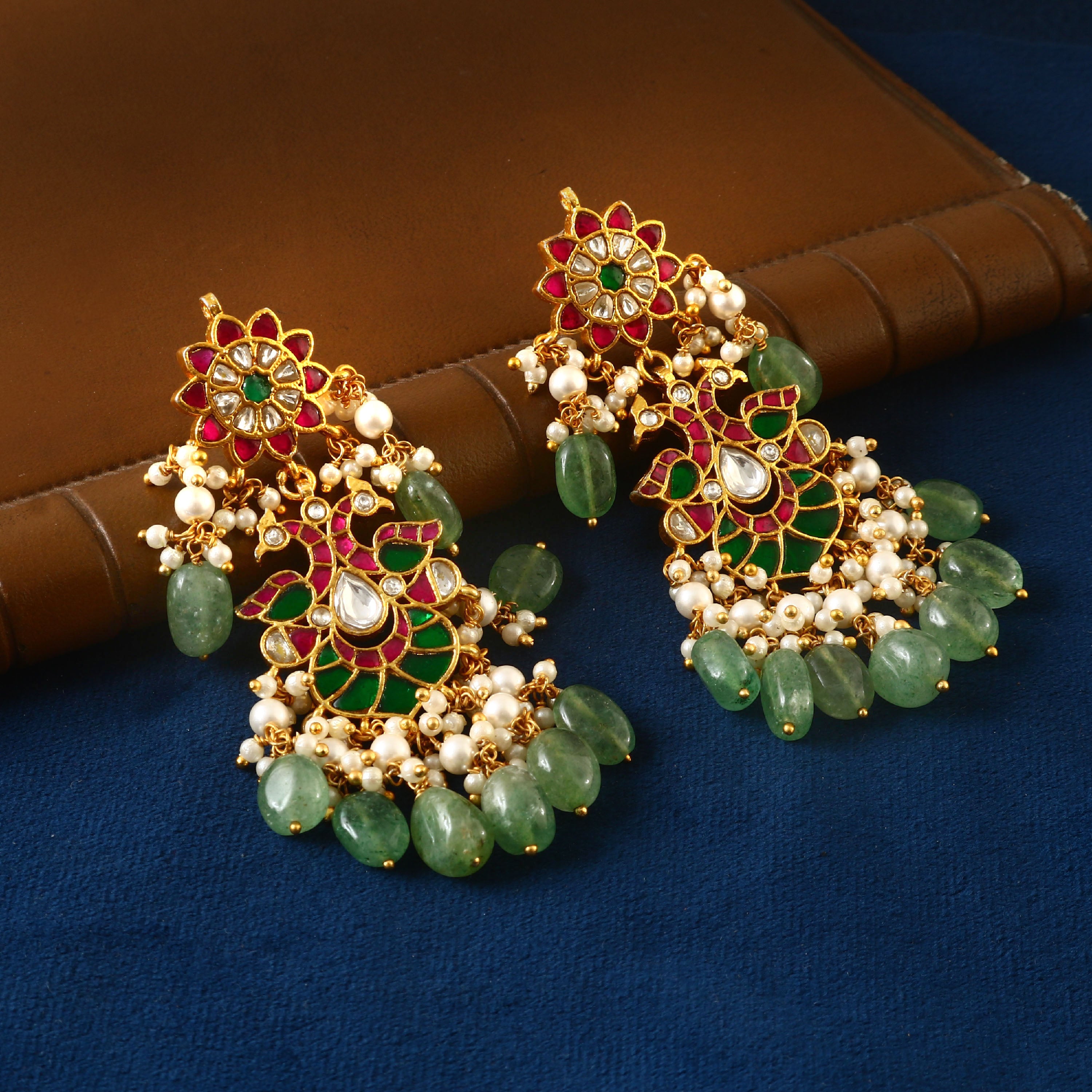 ER-125 - Jadau Kundan Earring with Emerald