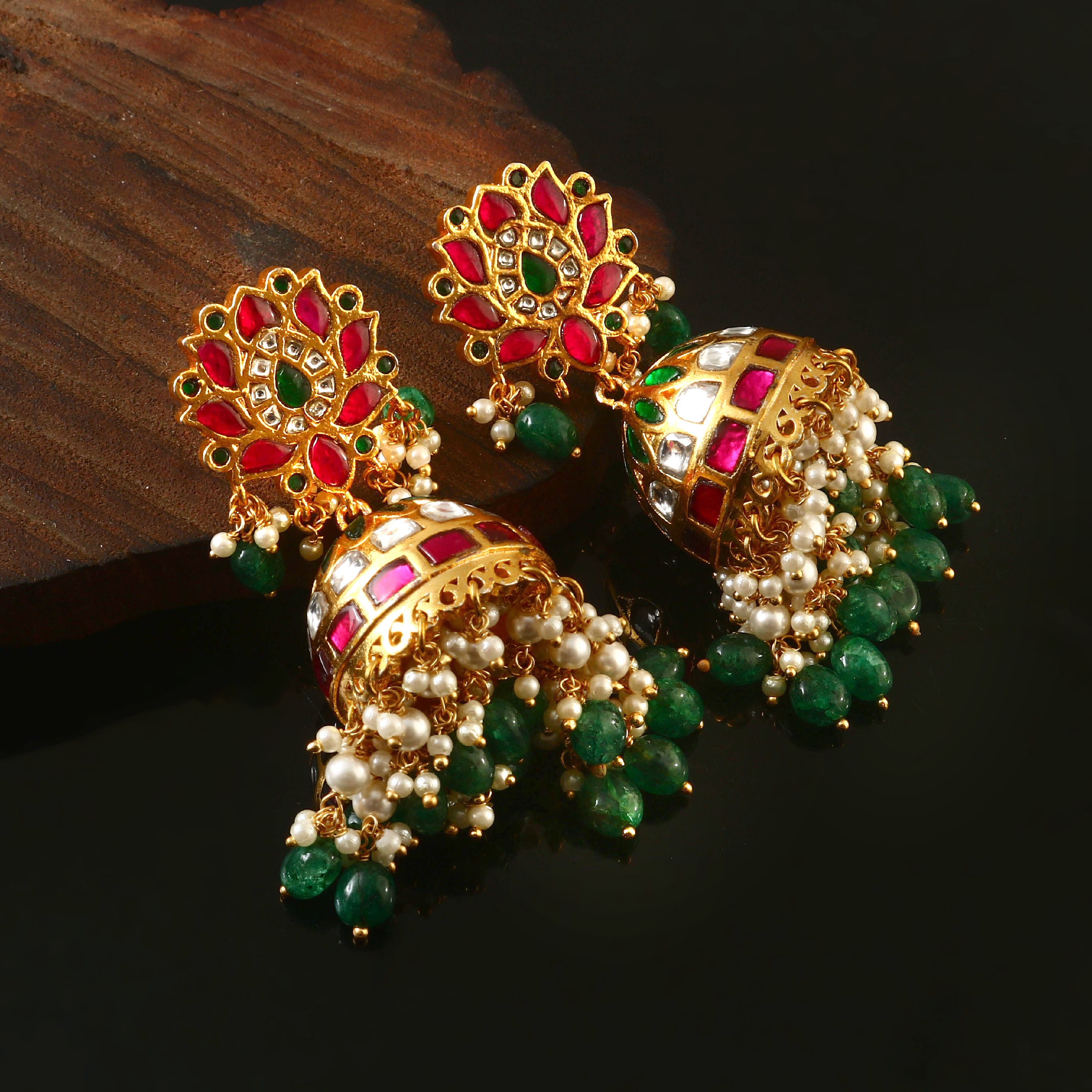 ER-126 - Jadau Kundan Earring with Emerald