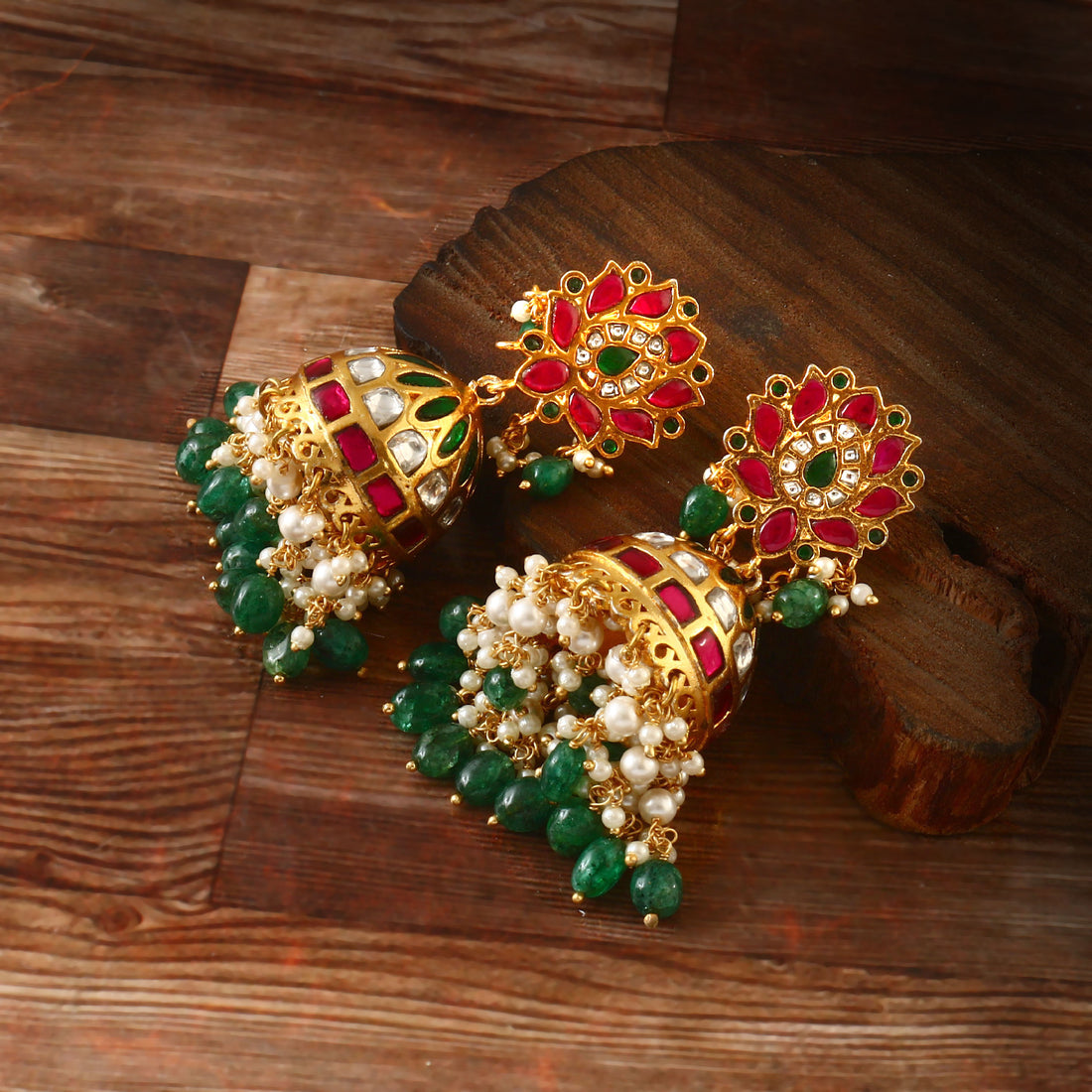 ER-126 - Jadau Kundan Earring with Emerald