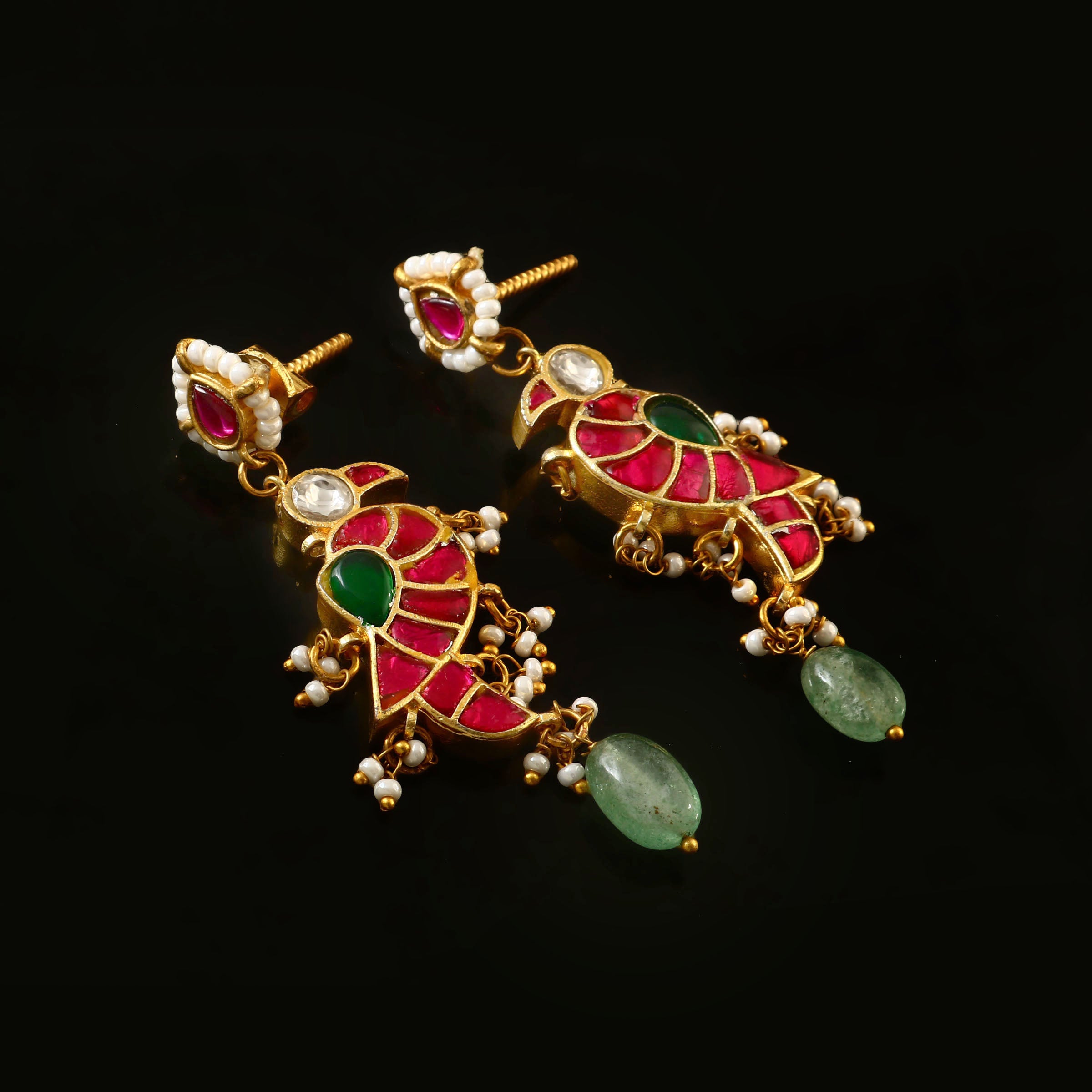 ER-128 - Jadau Kundan Earring with Emerald
