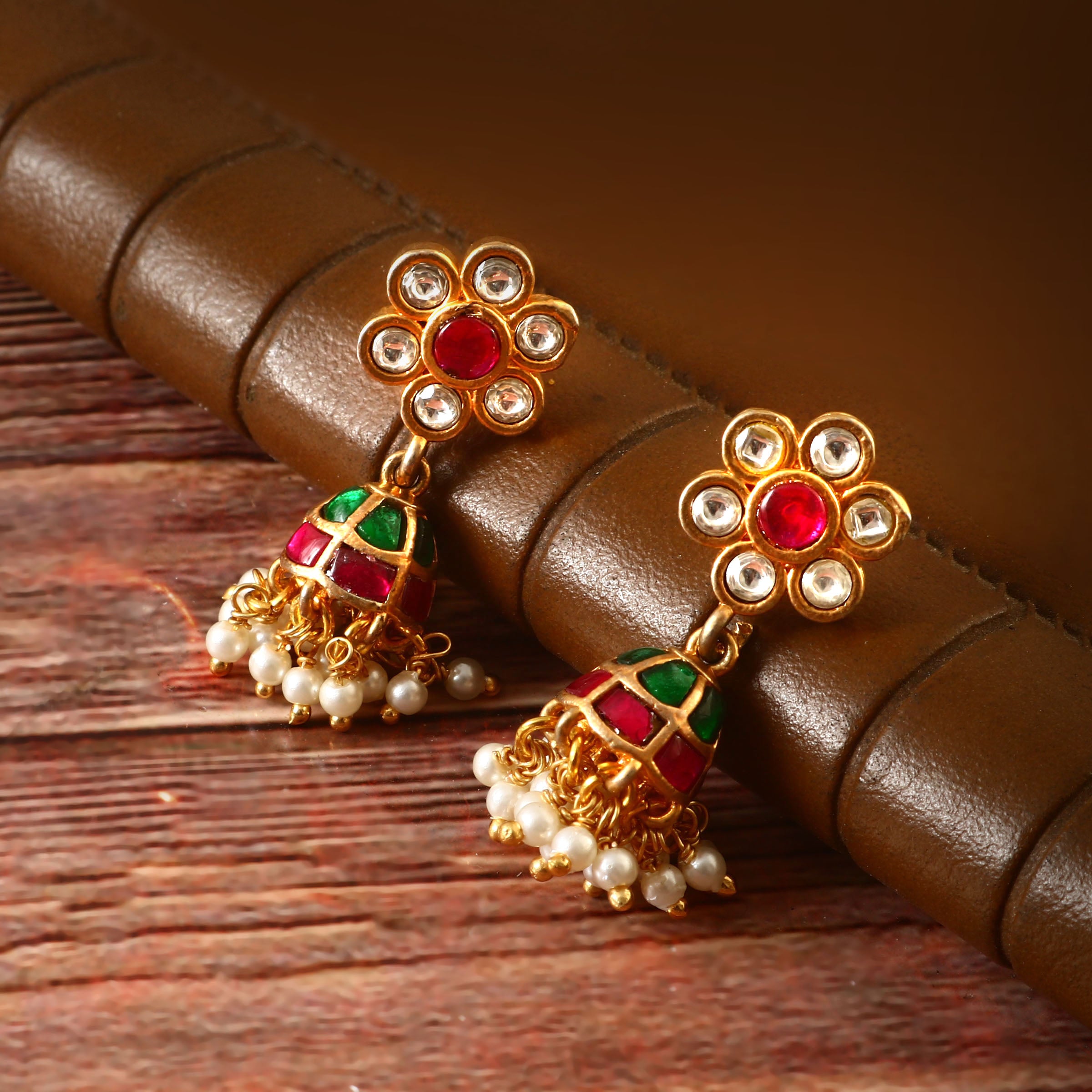 ER-129 - Jadau Kundan Earring with Emerald