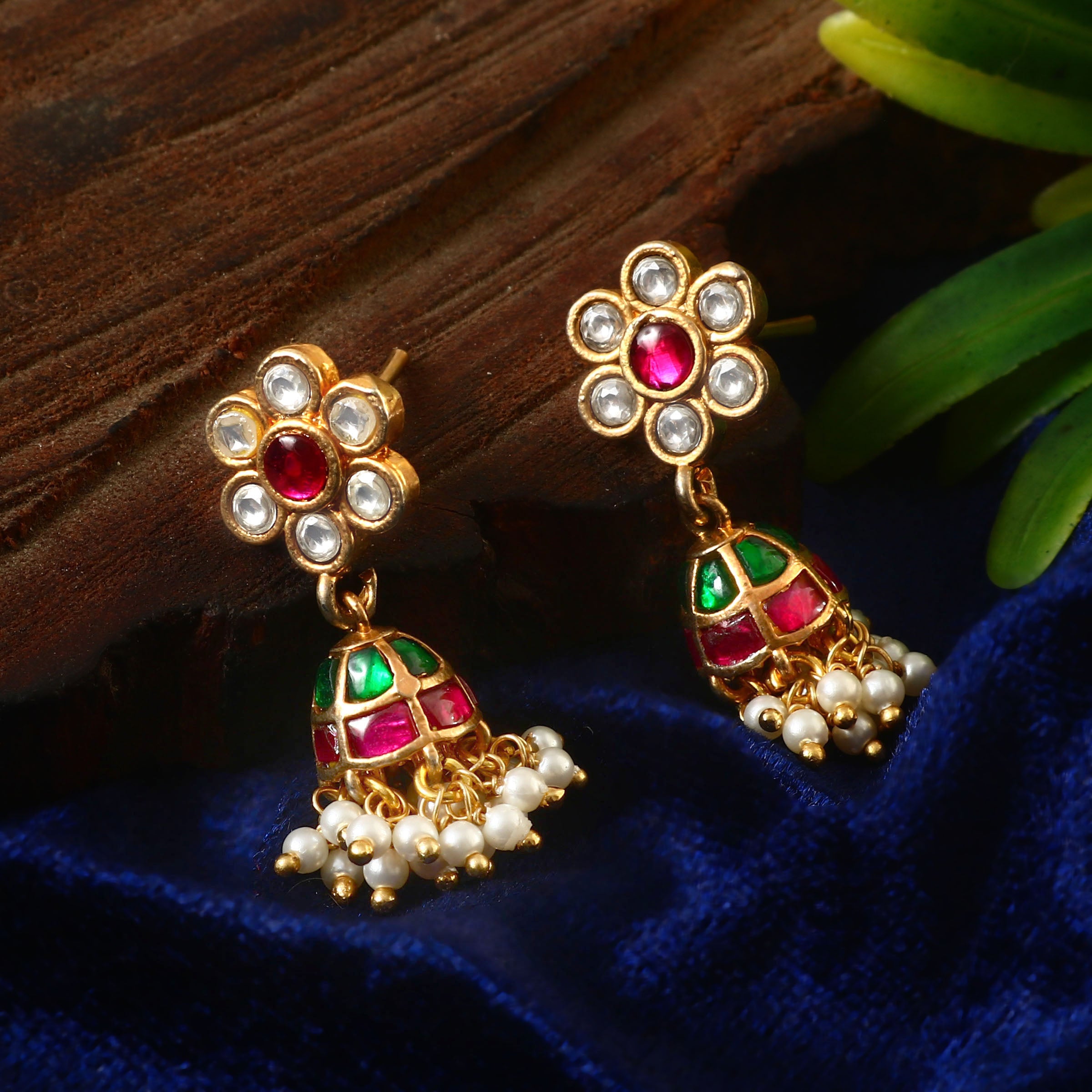 ER-129 - Jadau Kundan Earring with Emerald