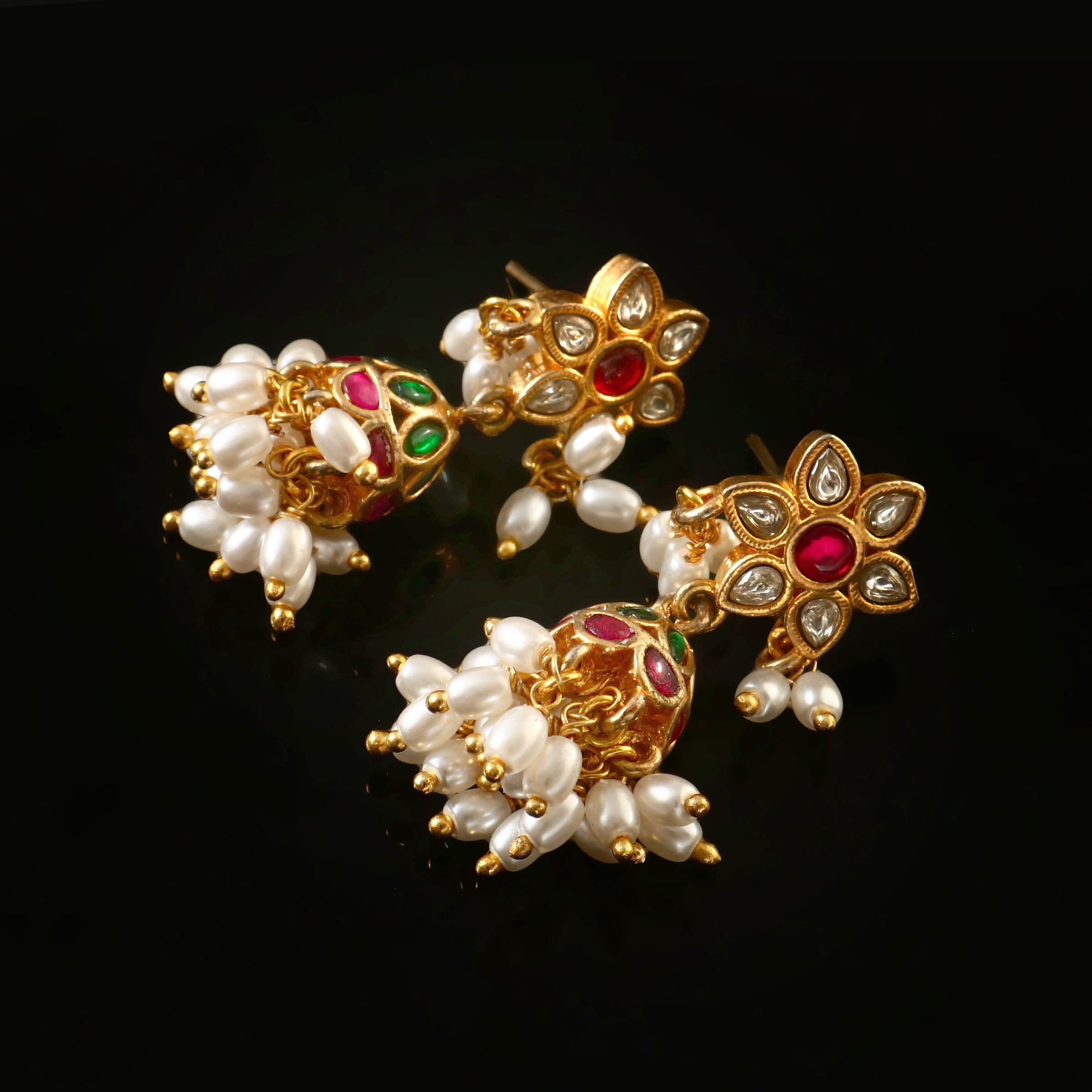 ER-130 - Jadau Kundan Earring with Emerald