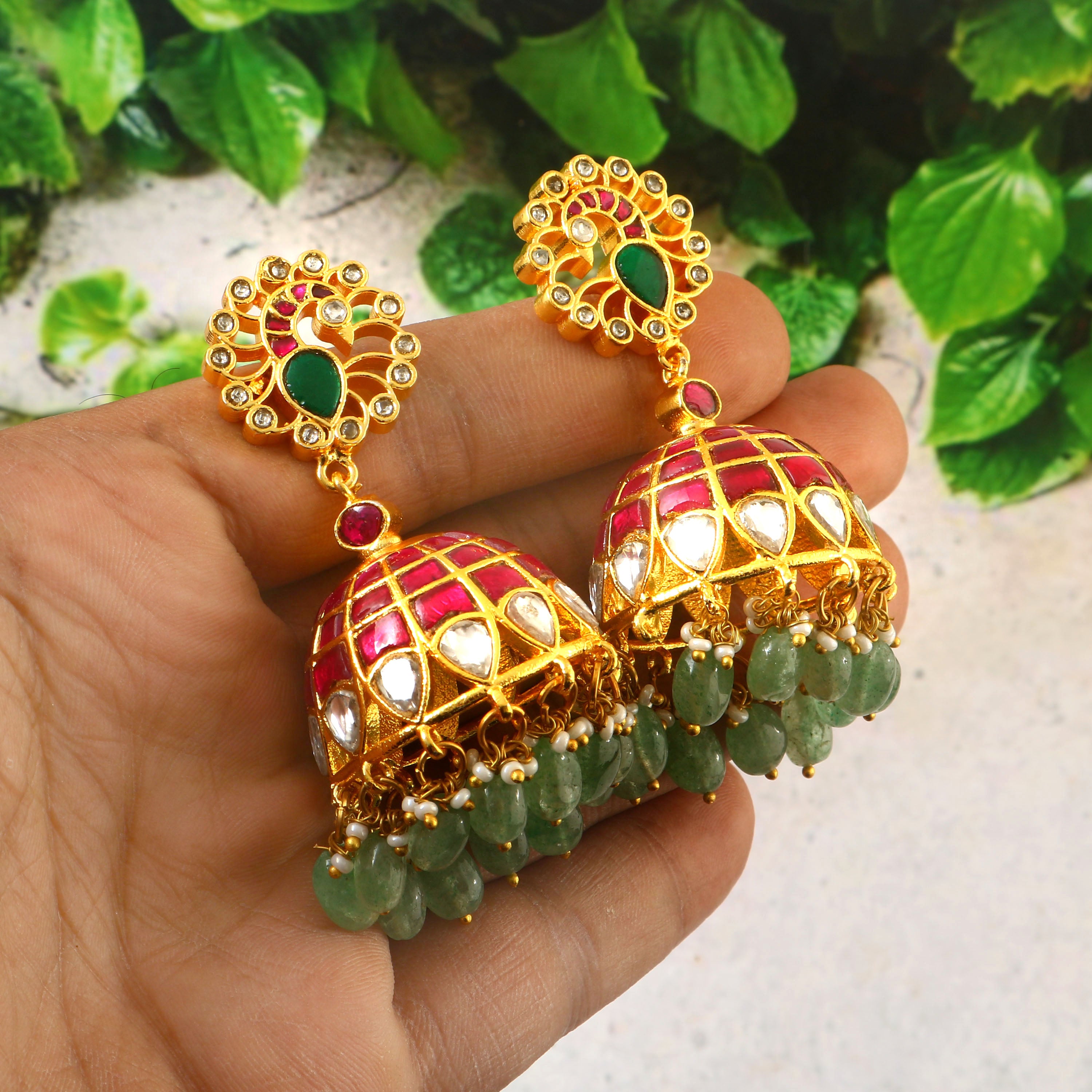 ER-139 - Jadau Kundan Earring with Emerald