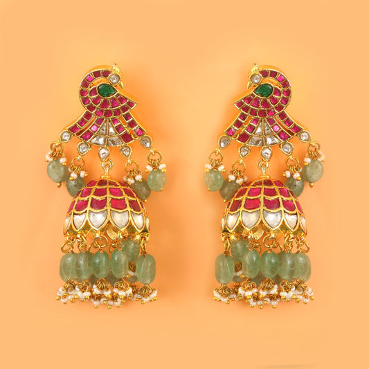 ER-142 - Jadau Kundan Earring with Emerald