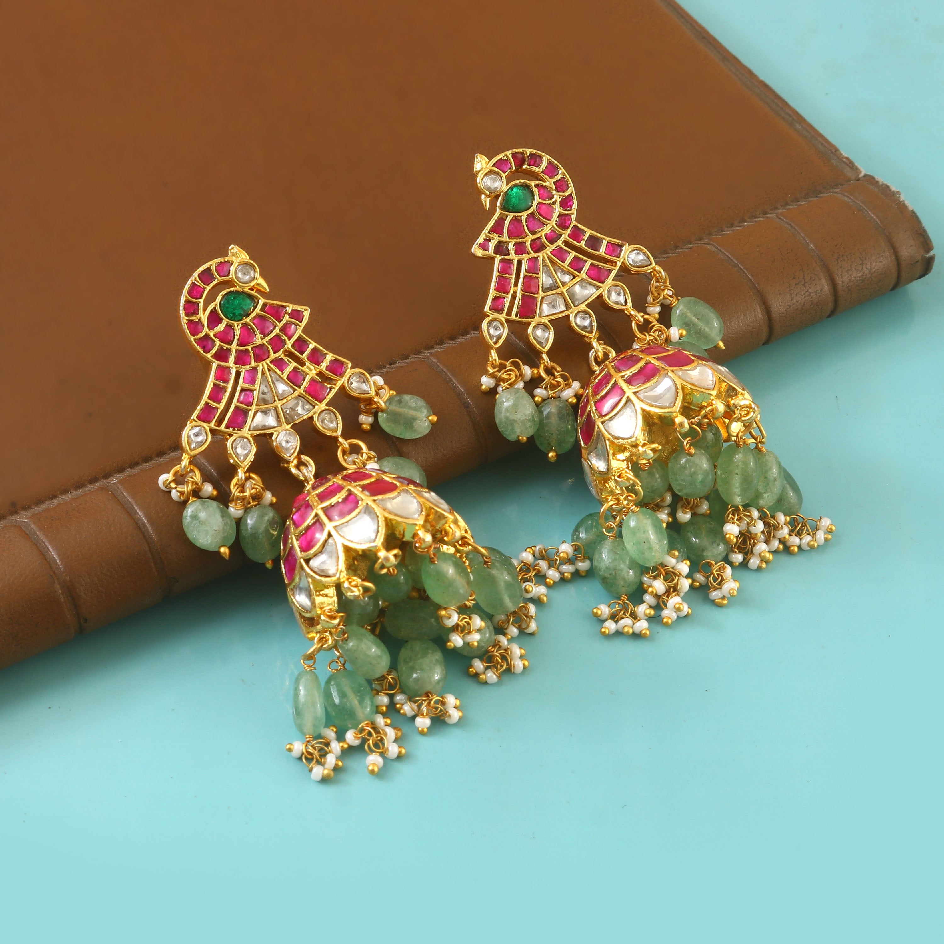 ER-142 - Jadau Kundan Earring with Emerald