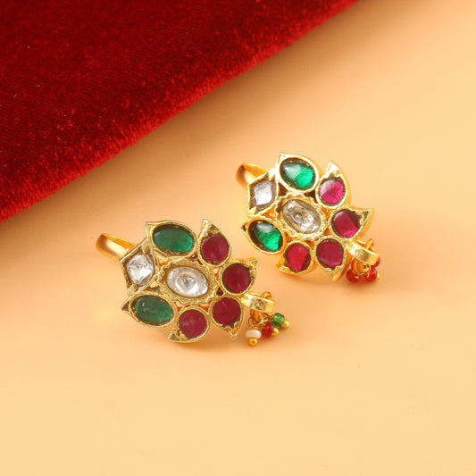 ER-144 - Jadau Kundan Earring with Emerald