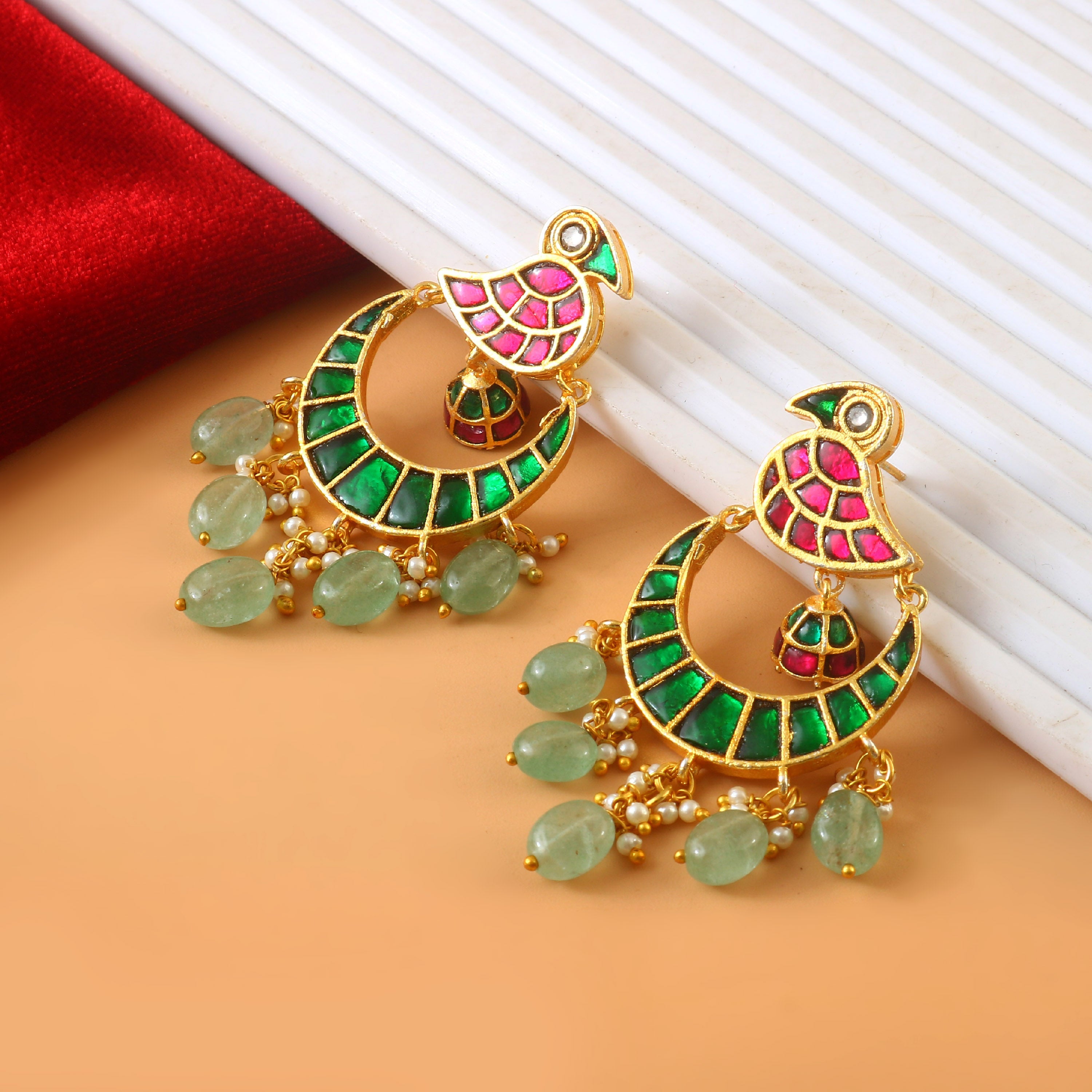 ER-147 - Jadau Kundan Earring with Emerald