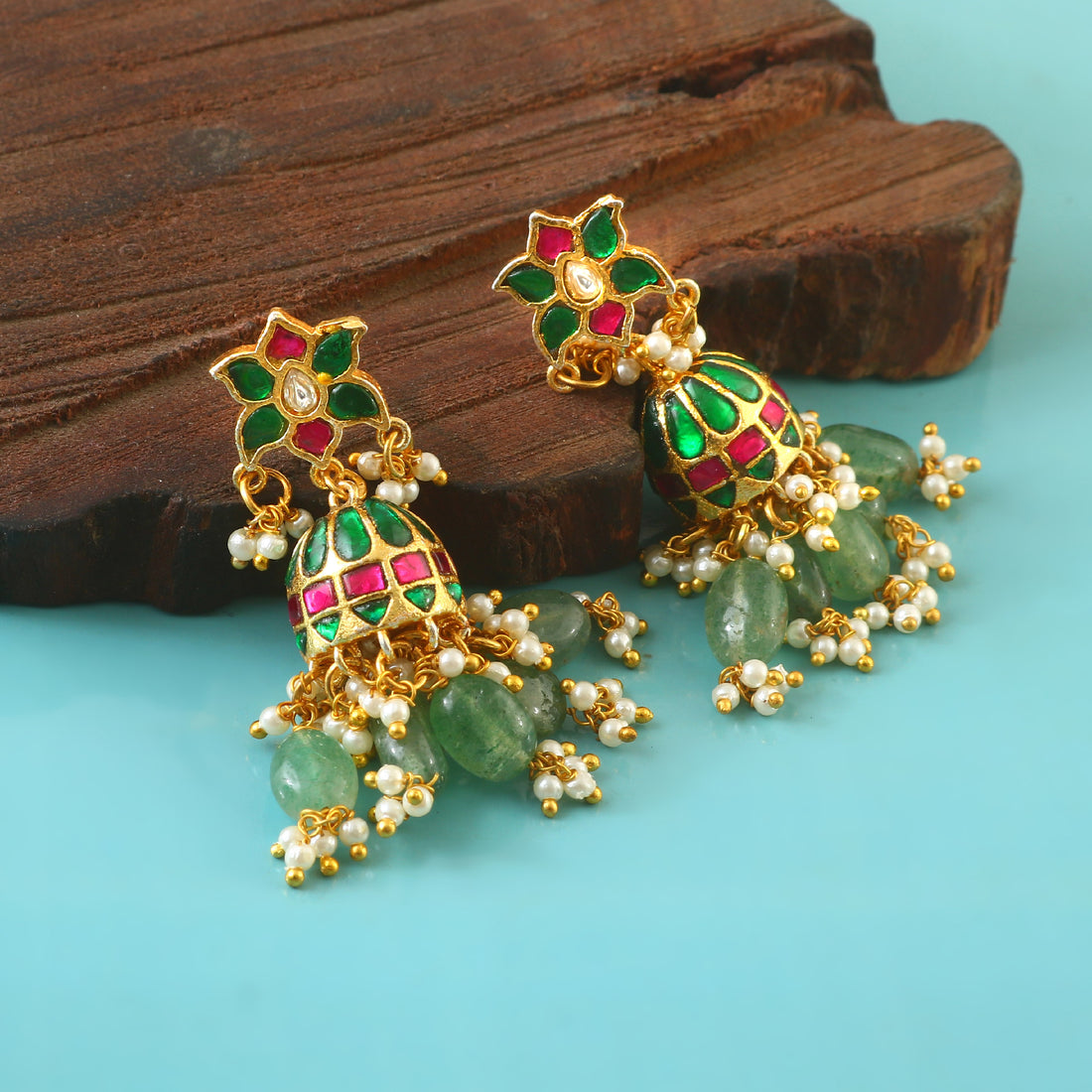 ER-150 - Jadau Kundan Earring with Emerald