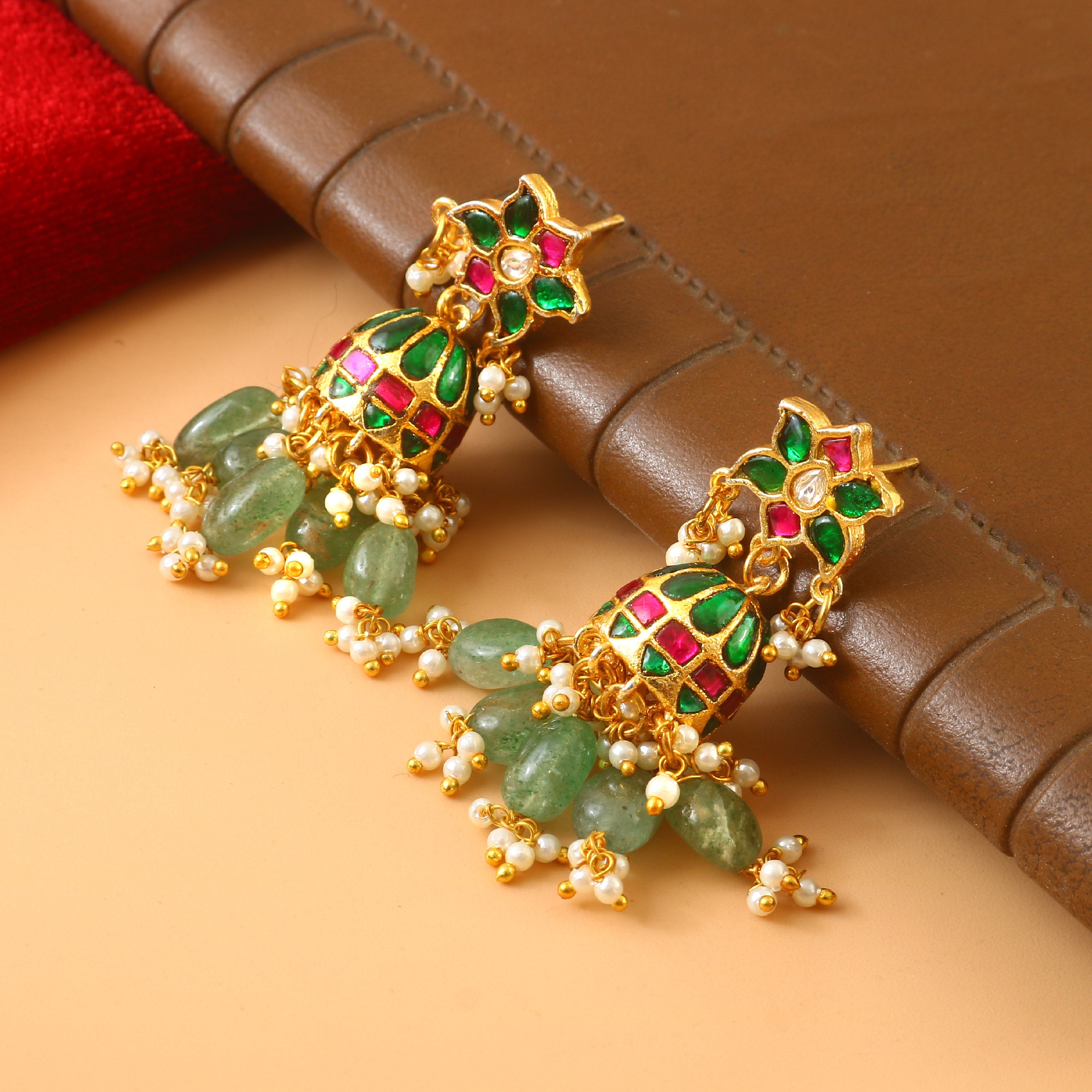 ER-150 - Jadau Kundan Earring with Emerald