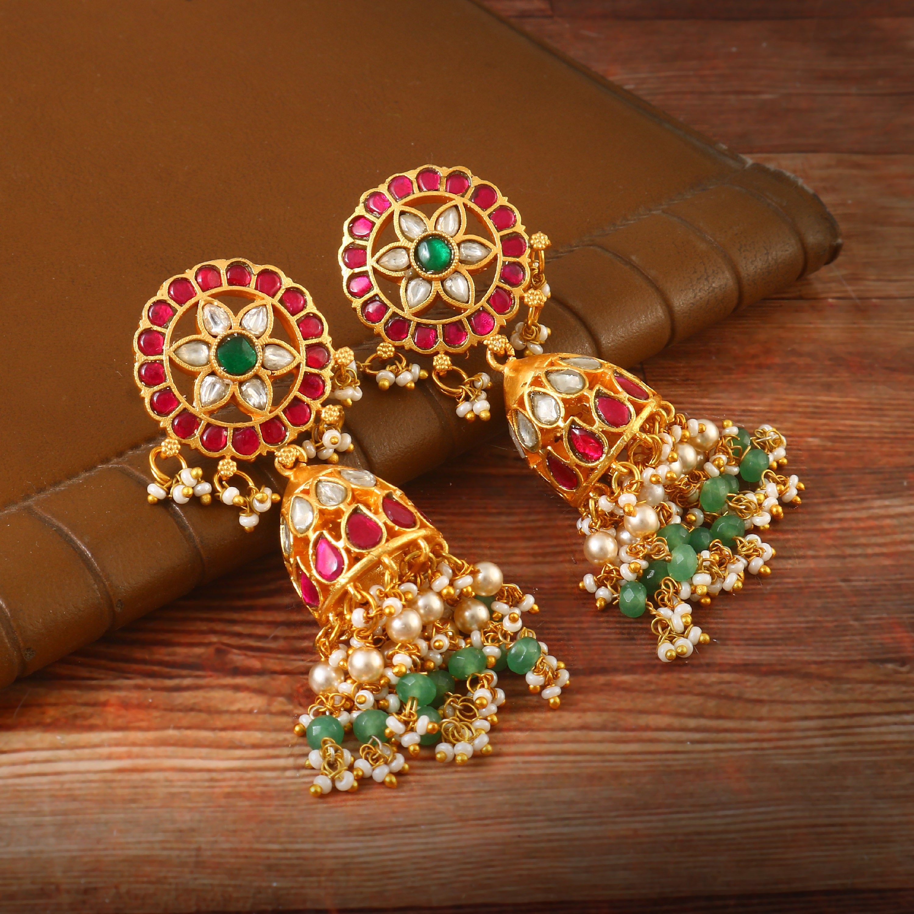 ER-151 - Jadau Kundan Earring with Emerald