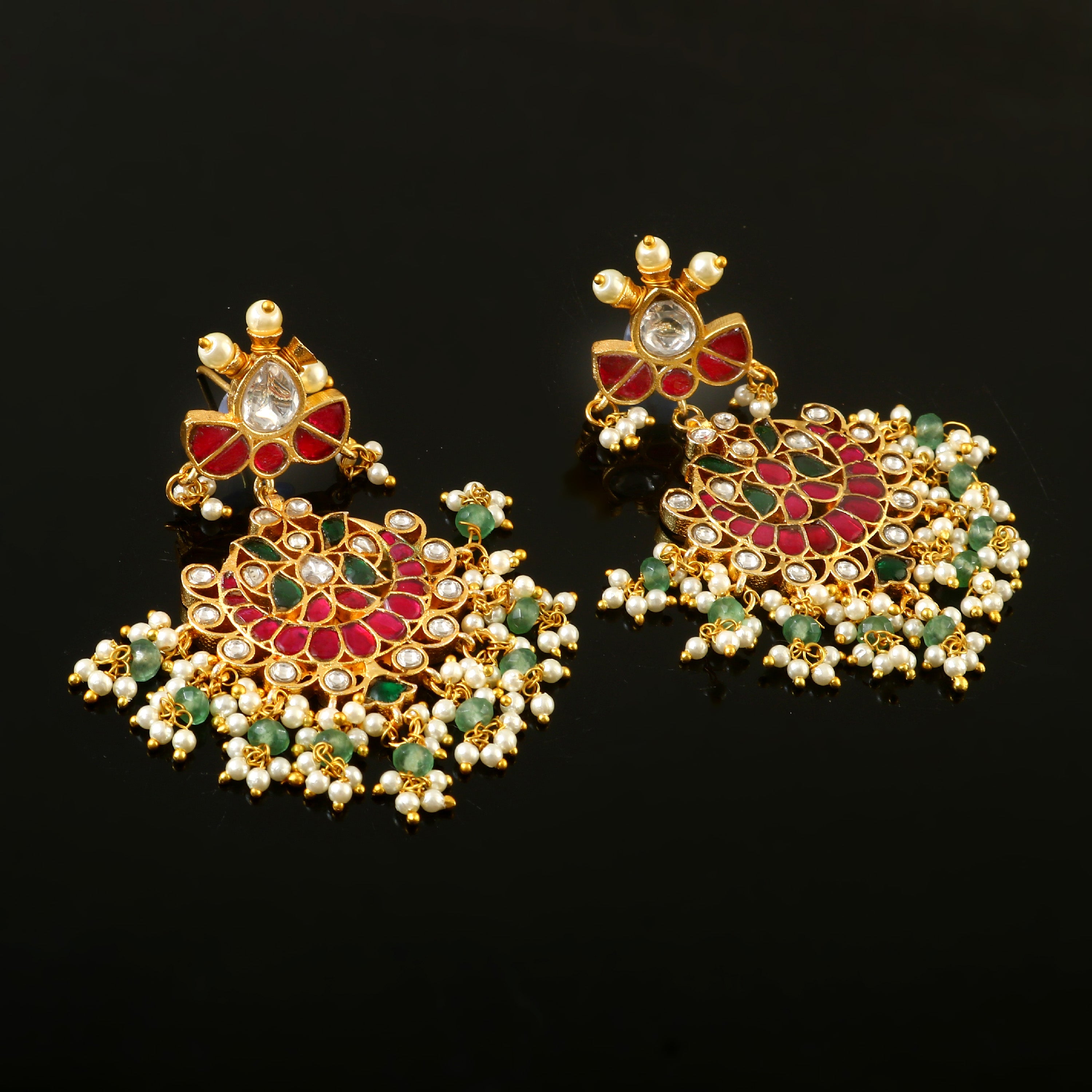 ER-158 - Jadau Kundan Earring with Emerald