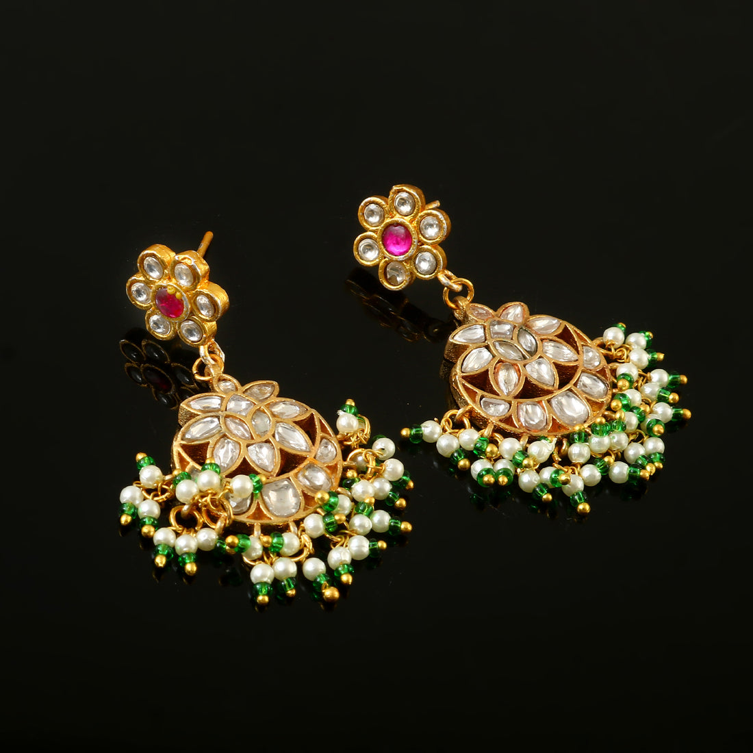 ER-159 - Jadau Kundan Earring with Emerald