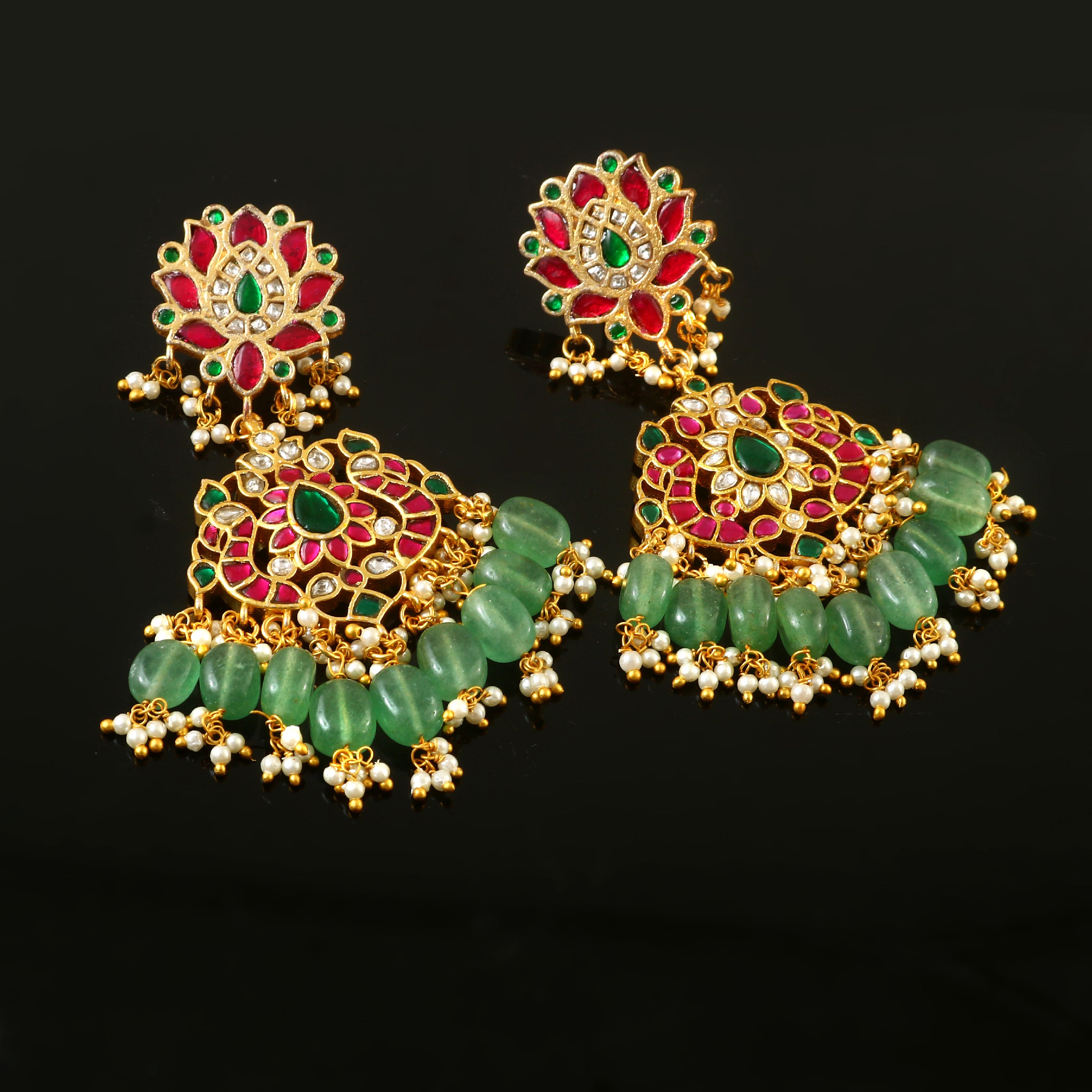 ER-161 - Jadau Kundan Earring with Emerald