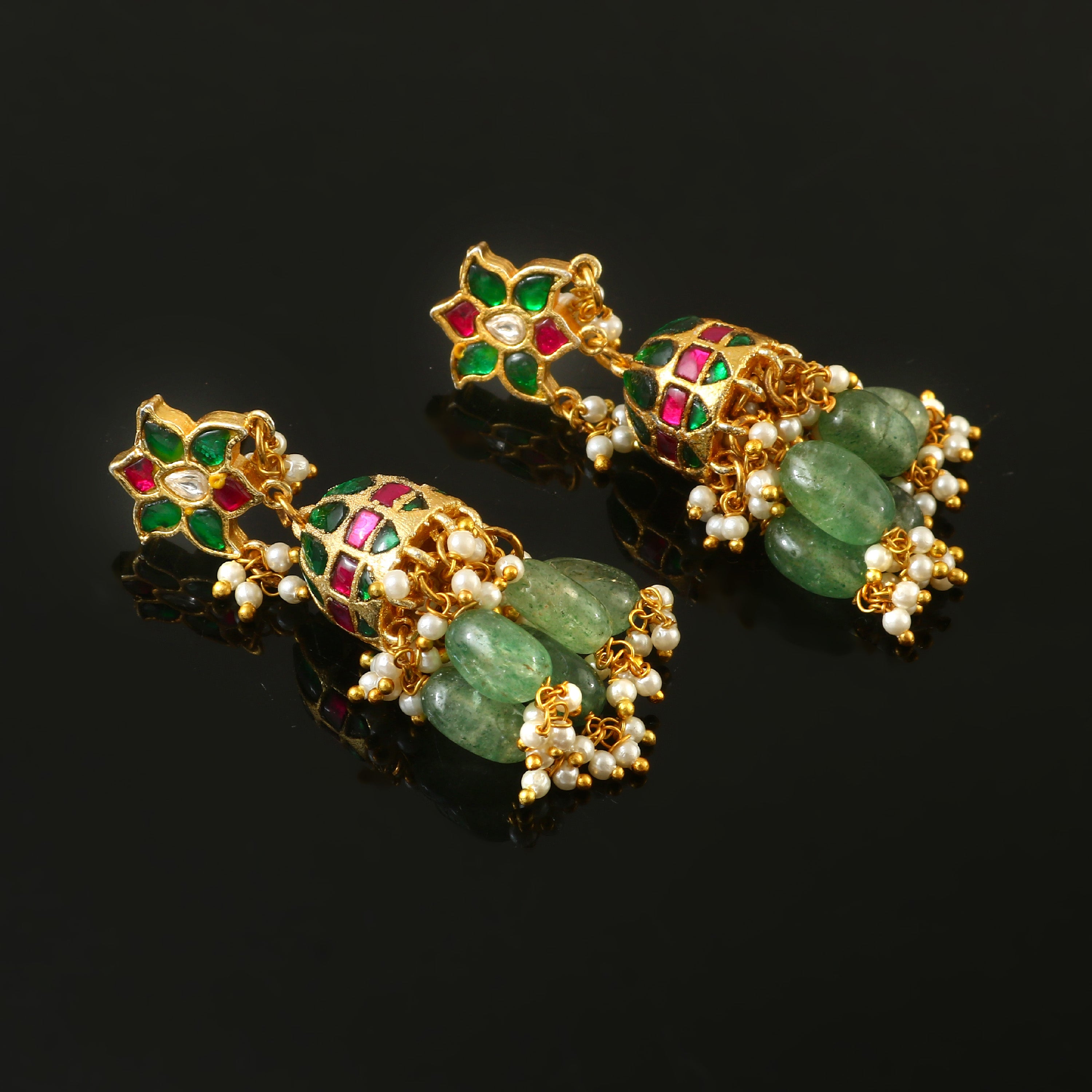 ER-162 - Jadau Kundan Earring with Emerald