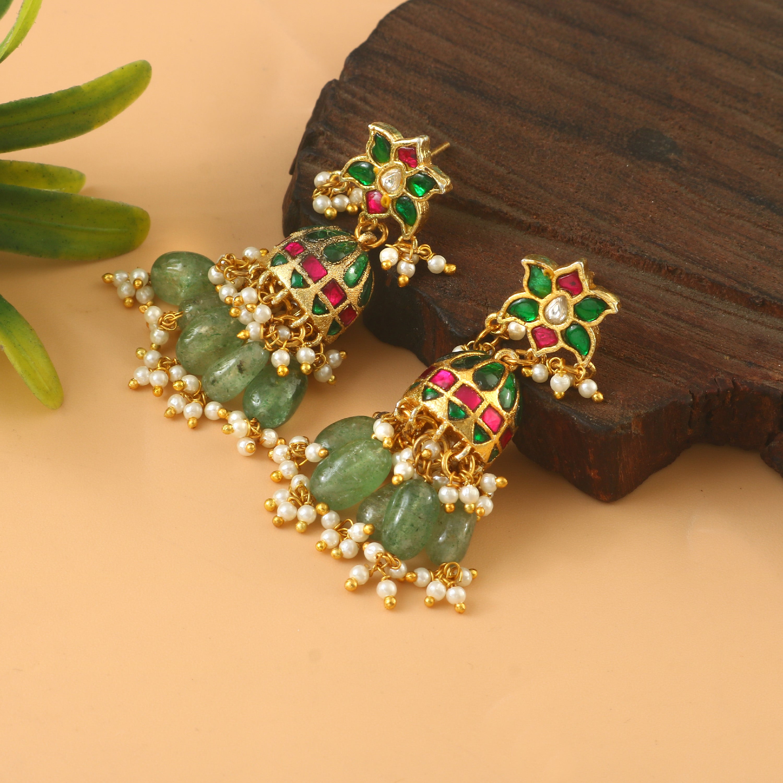 ER-162 - Jadau Kundan Earring with Emerald