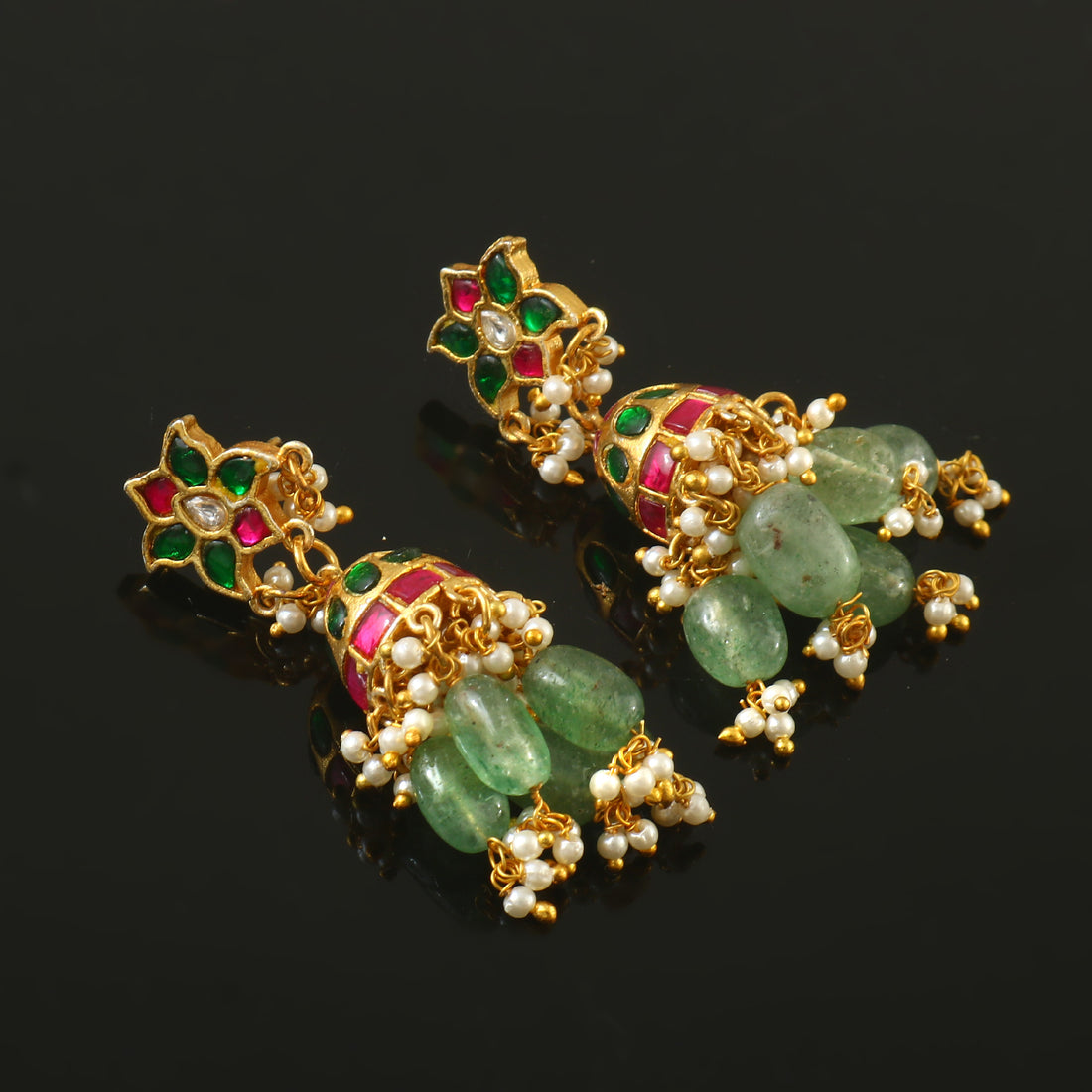 ER-163 - Jadau Kundan Earring with Emerald