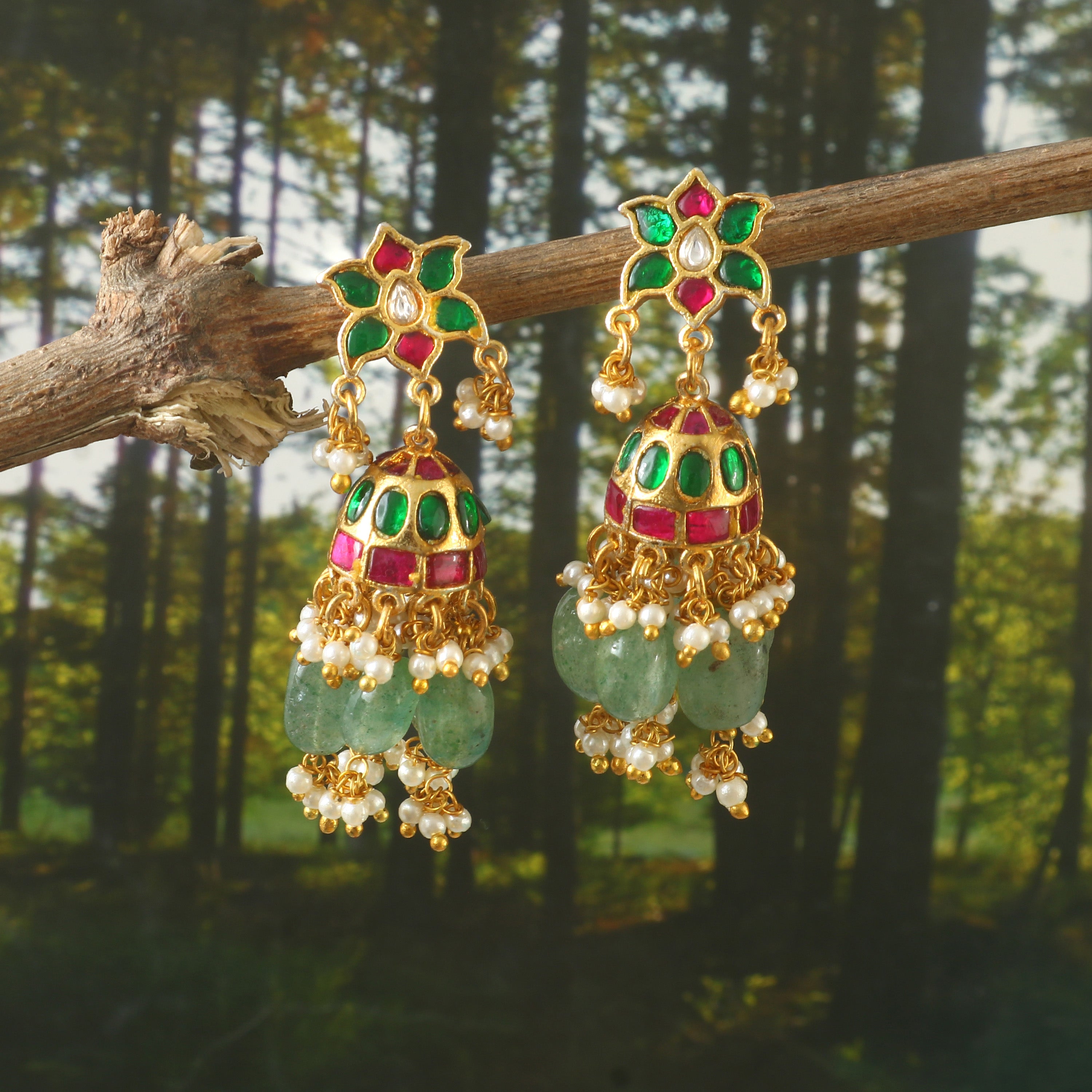 ER-163 - Jadau Kundan Earring with Emerald