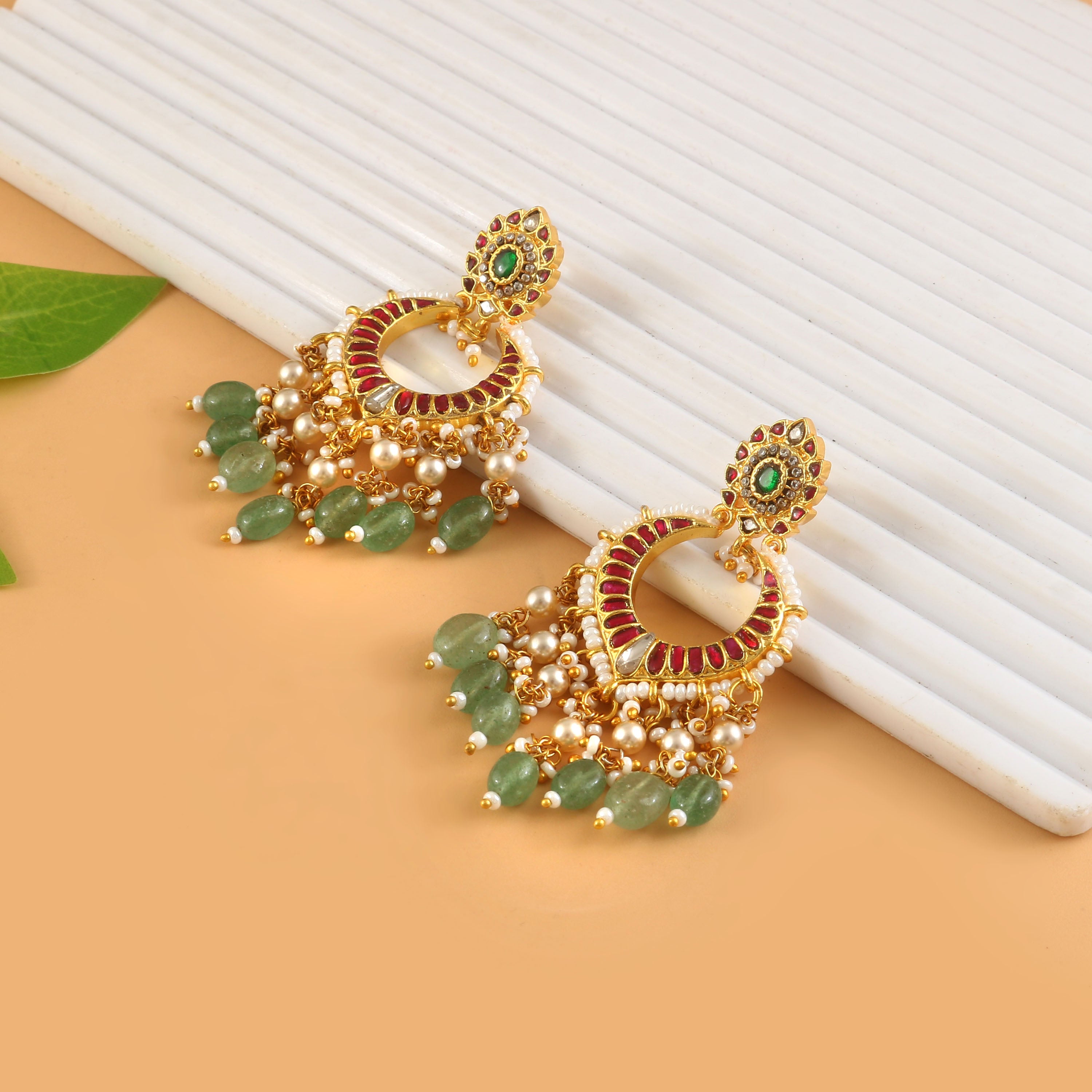 ER-165 - Jadau Kundan Earring with Emerald