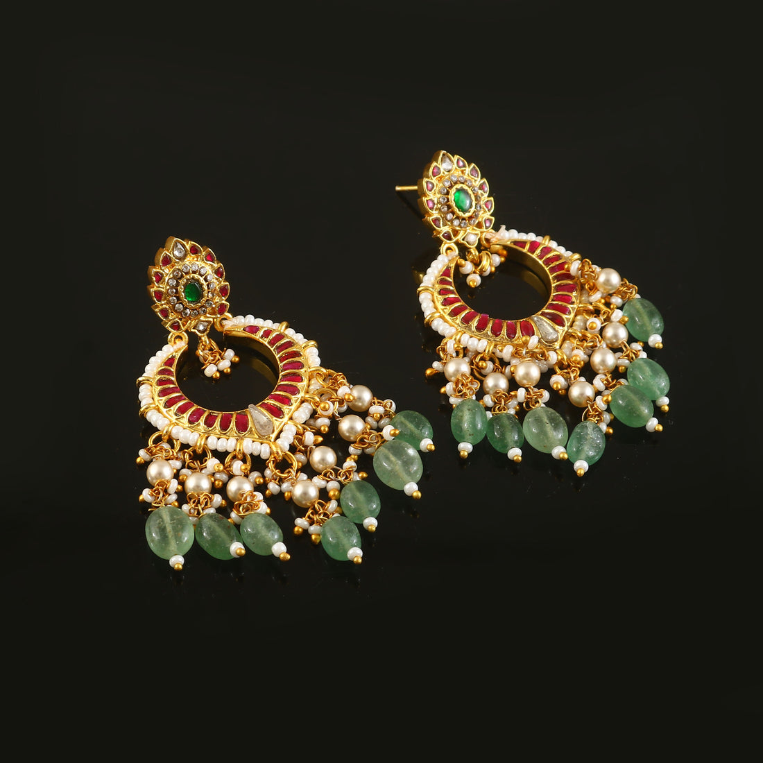 ER-165 - Jadau Kundan Earring with Emerald