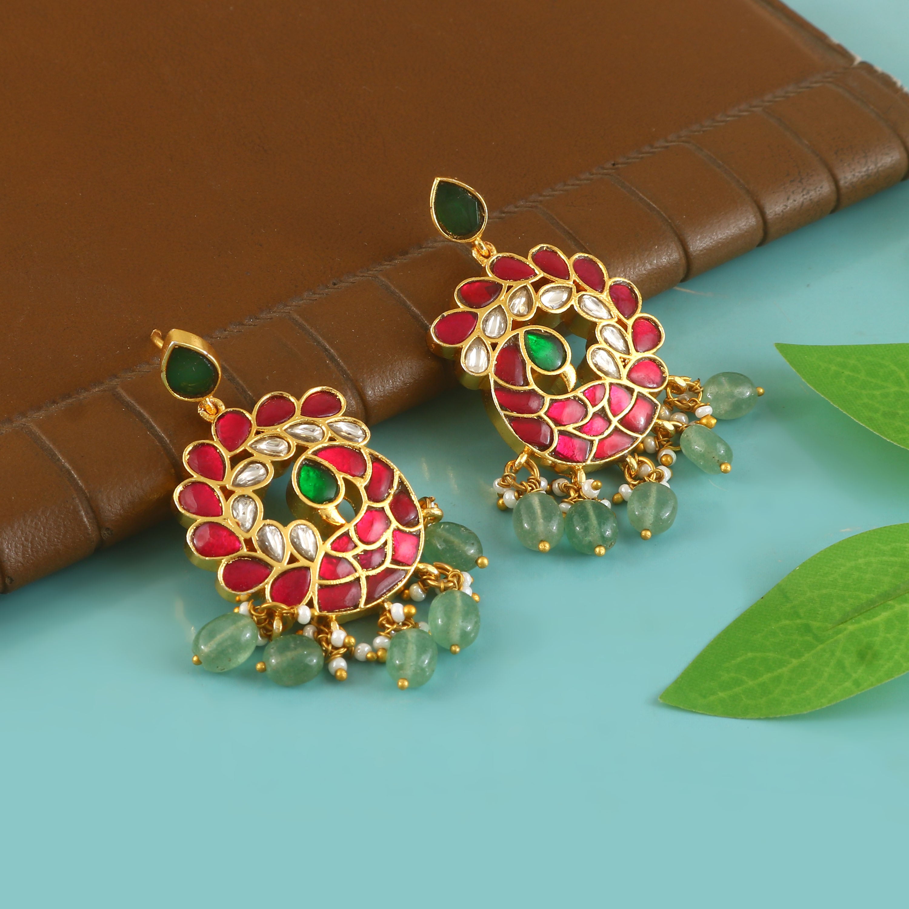 ER-167 - Jadau Kundan Earring with Emerald