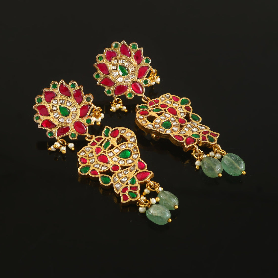 ER-170 - Jadau Kundan Earring with Emerald