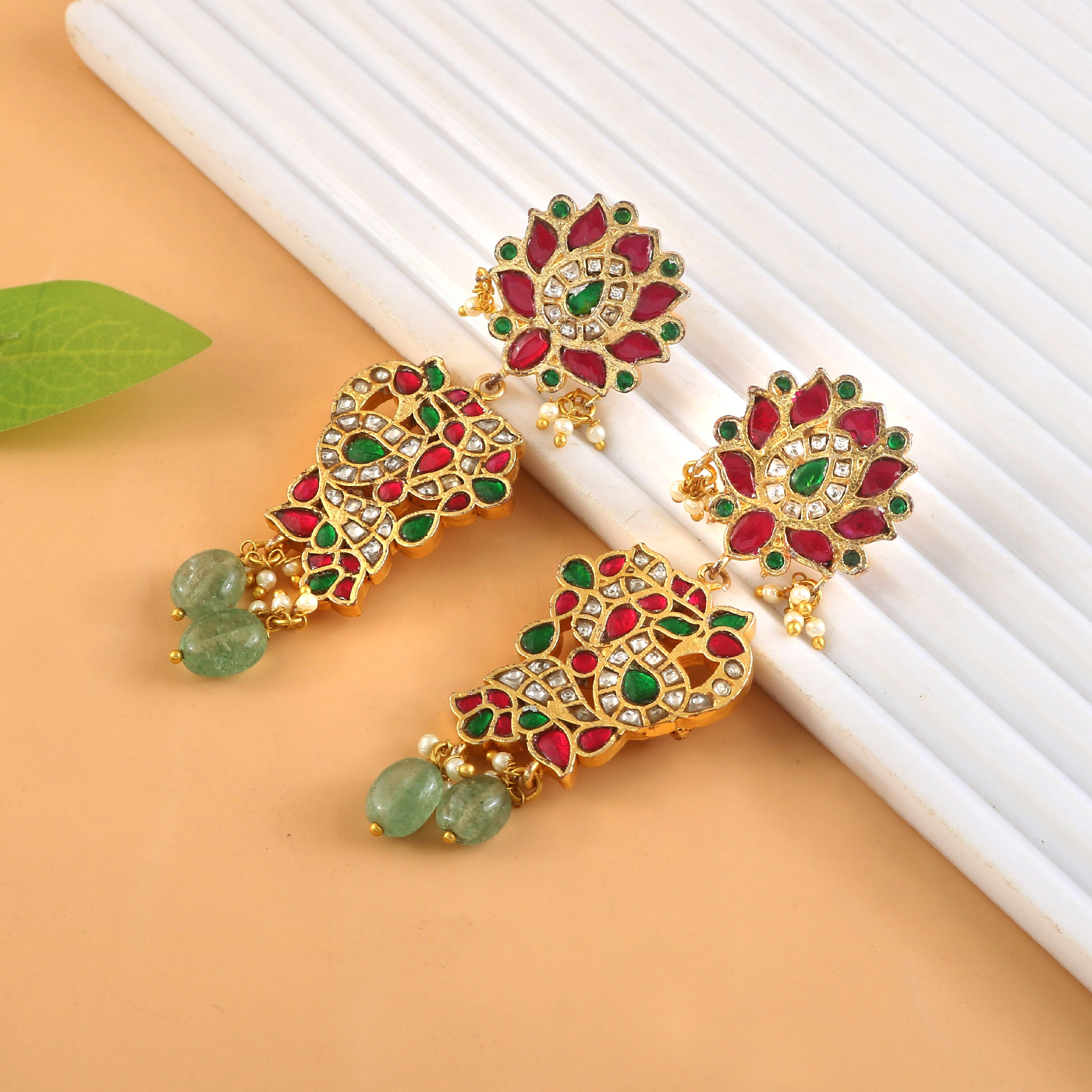 ER-170 - Jadau Kundan Earring with Emerald