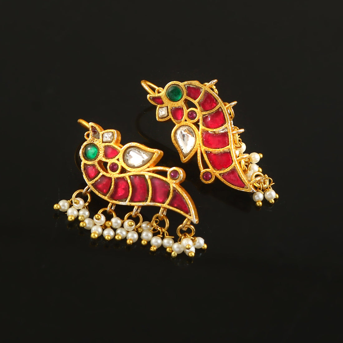 BER-101 - Jadau Kundan Bugadi Earring with Emerald