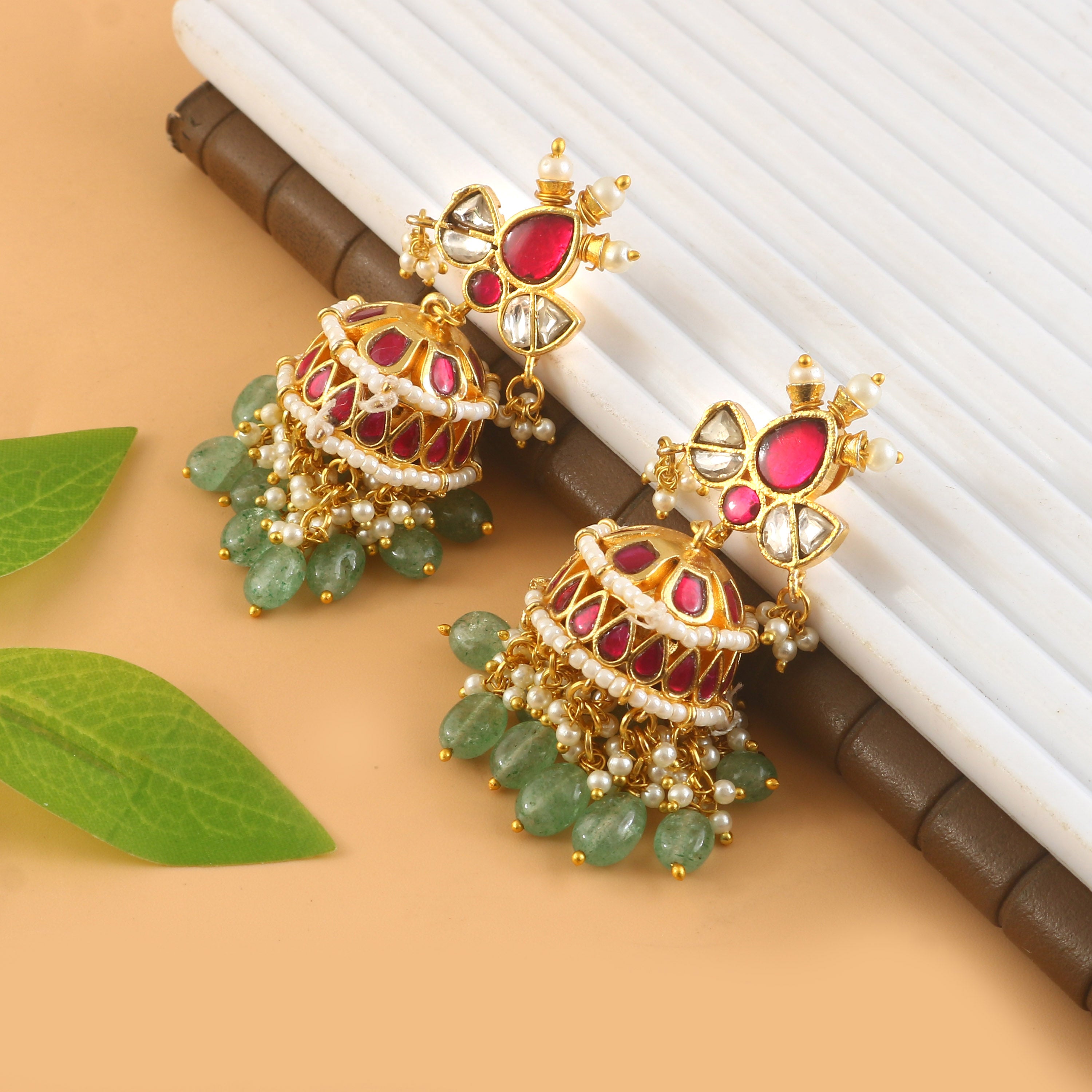 ER-174 - Jadau Kundan Earring with Emerald