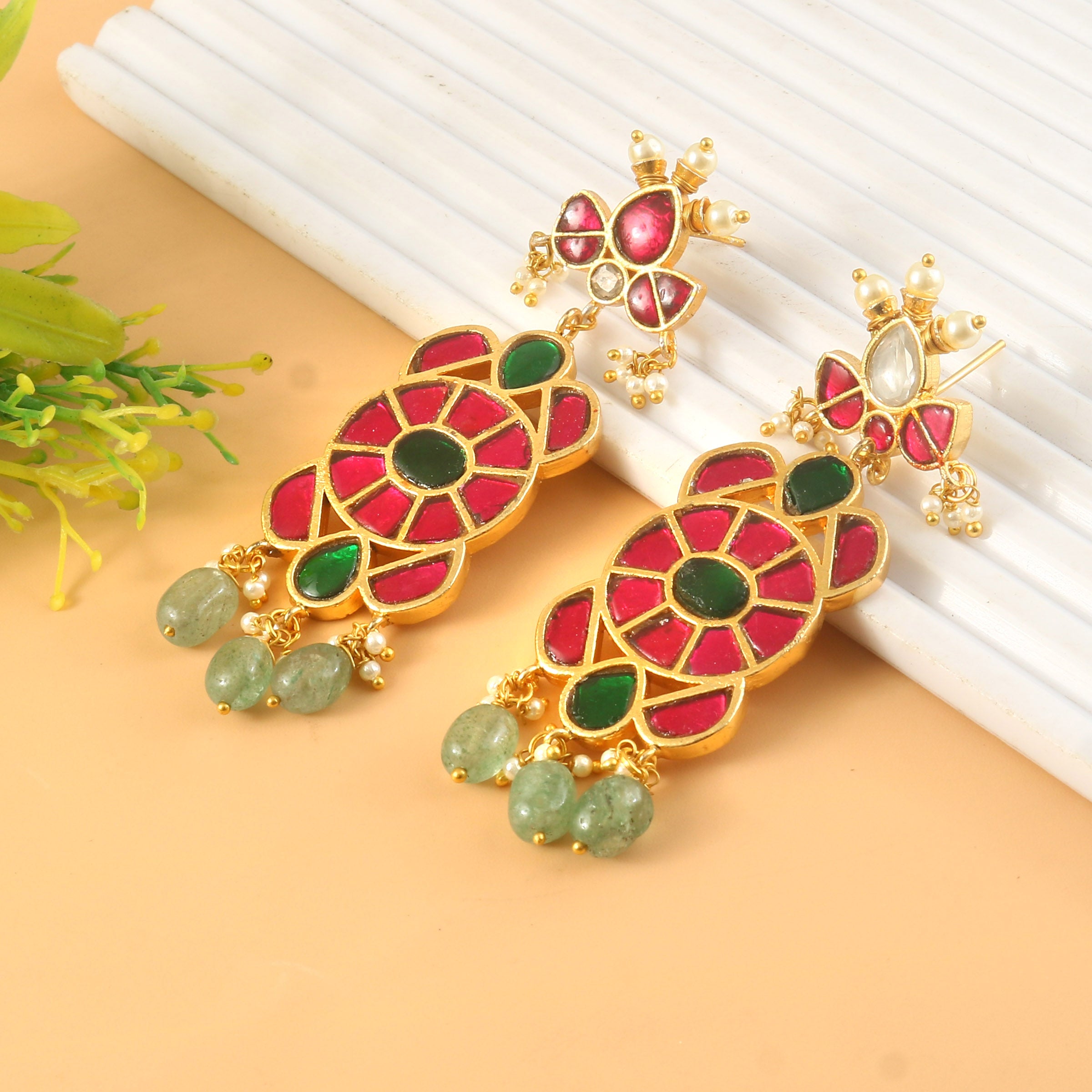 ER-175 - Jadau Kundan Earring with Emerald