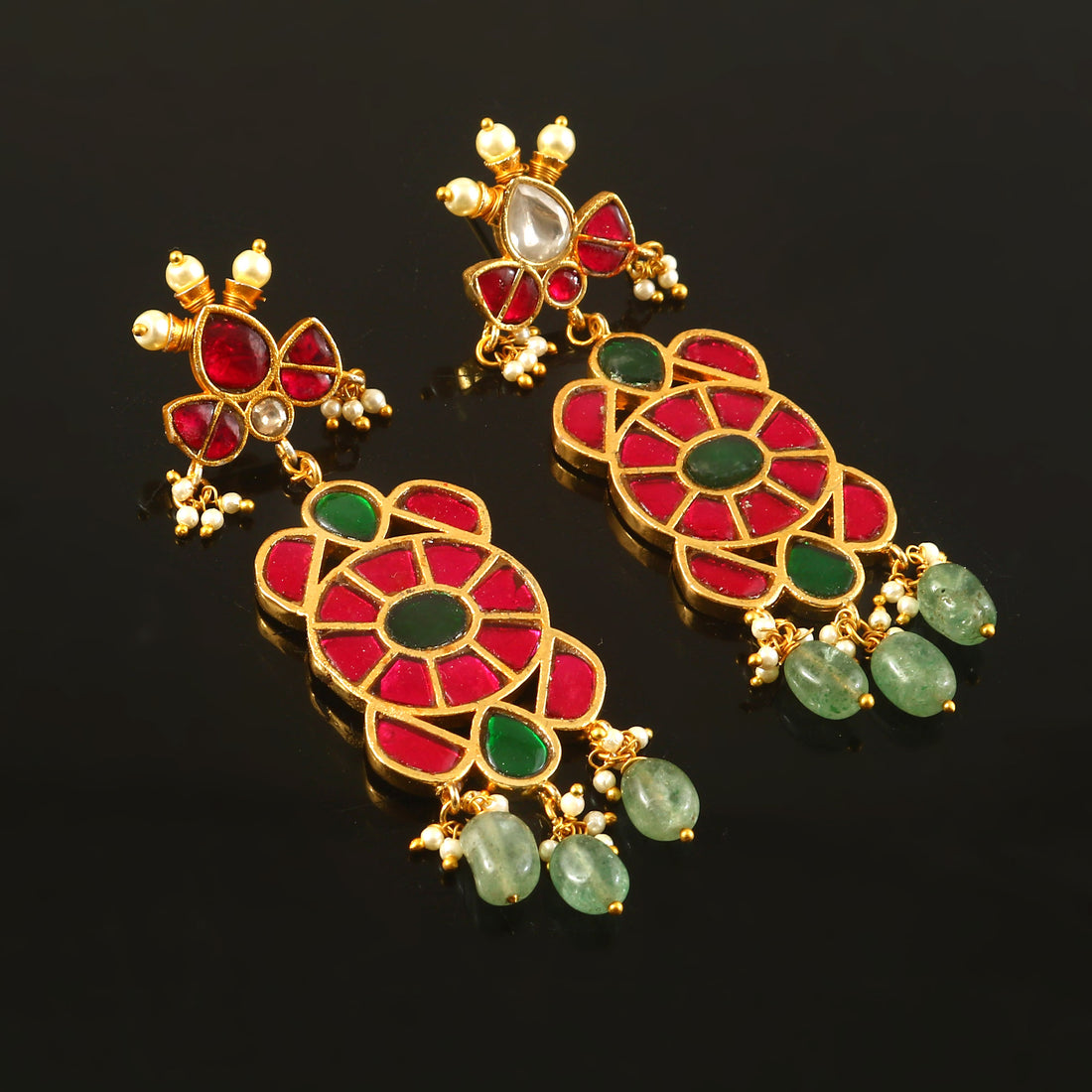 ER-175 - Jadau Kundan Earring with Emerald