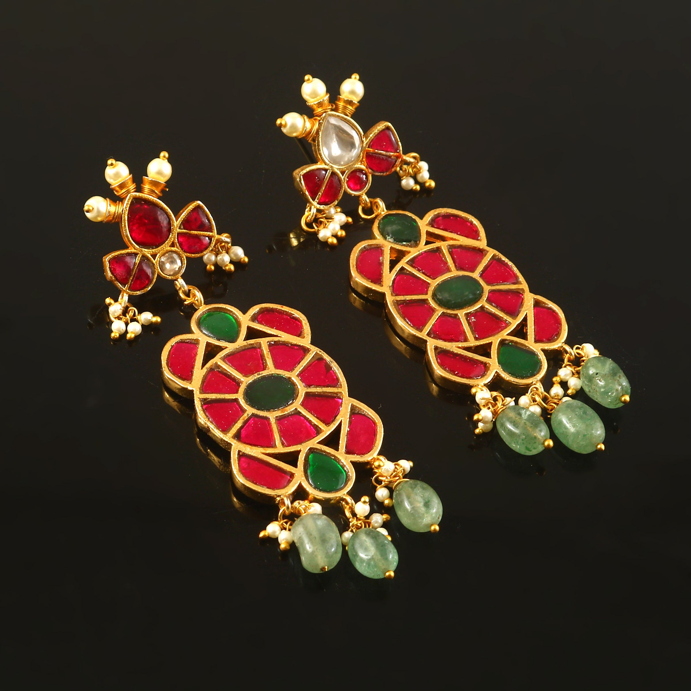 ER-175 - Jadau Kundan Earring with Emerald