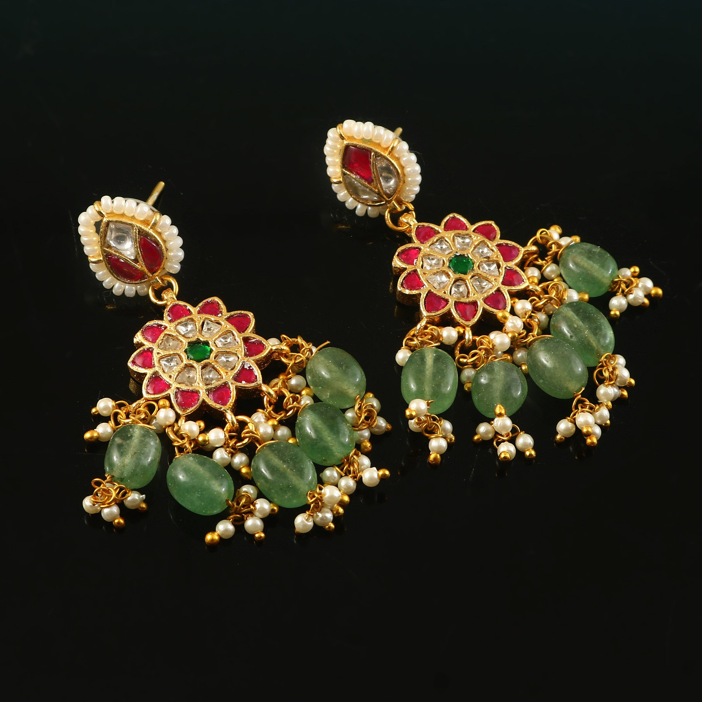ER-176 - Jadau Kundan Earring with Emerald