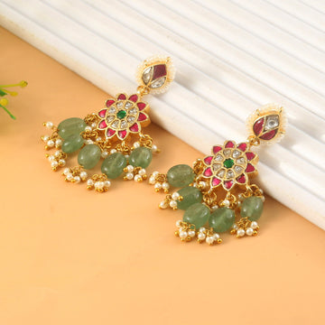 ER-176 - Jadau Kundan Earring with Emerald