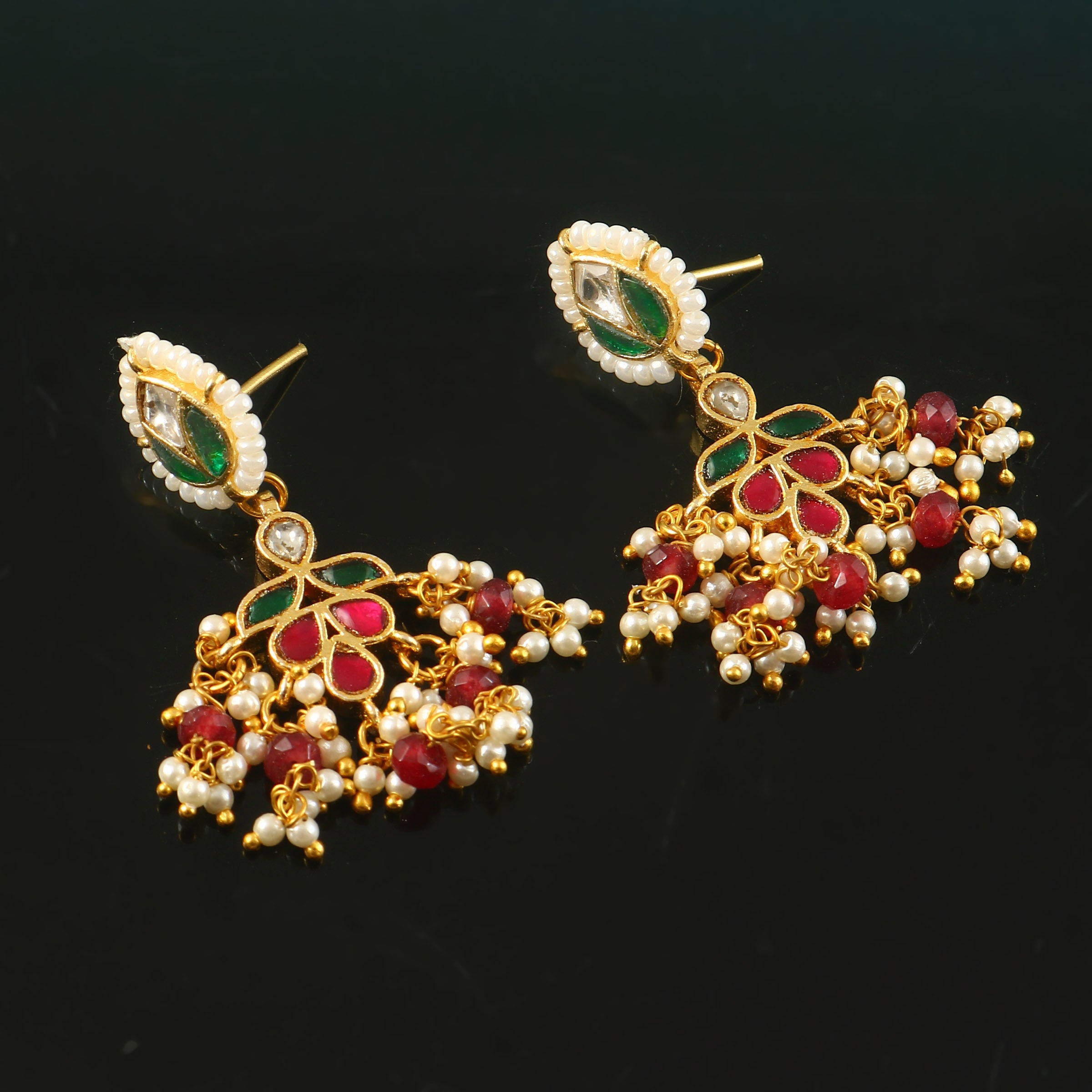 ER-177 - Jadau Kundan Earring with Emerald