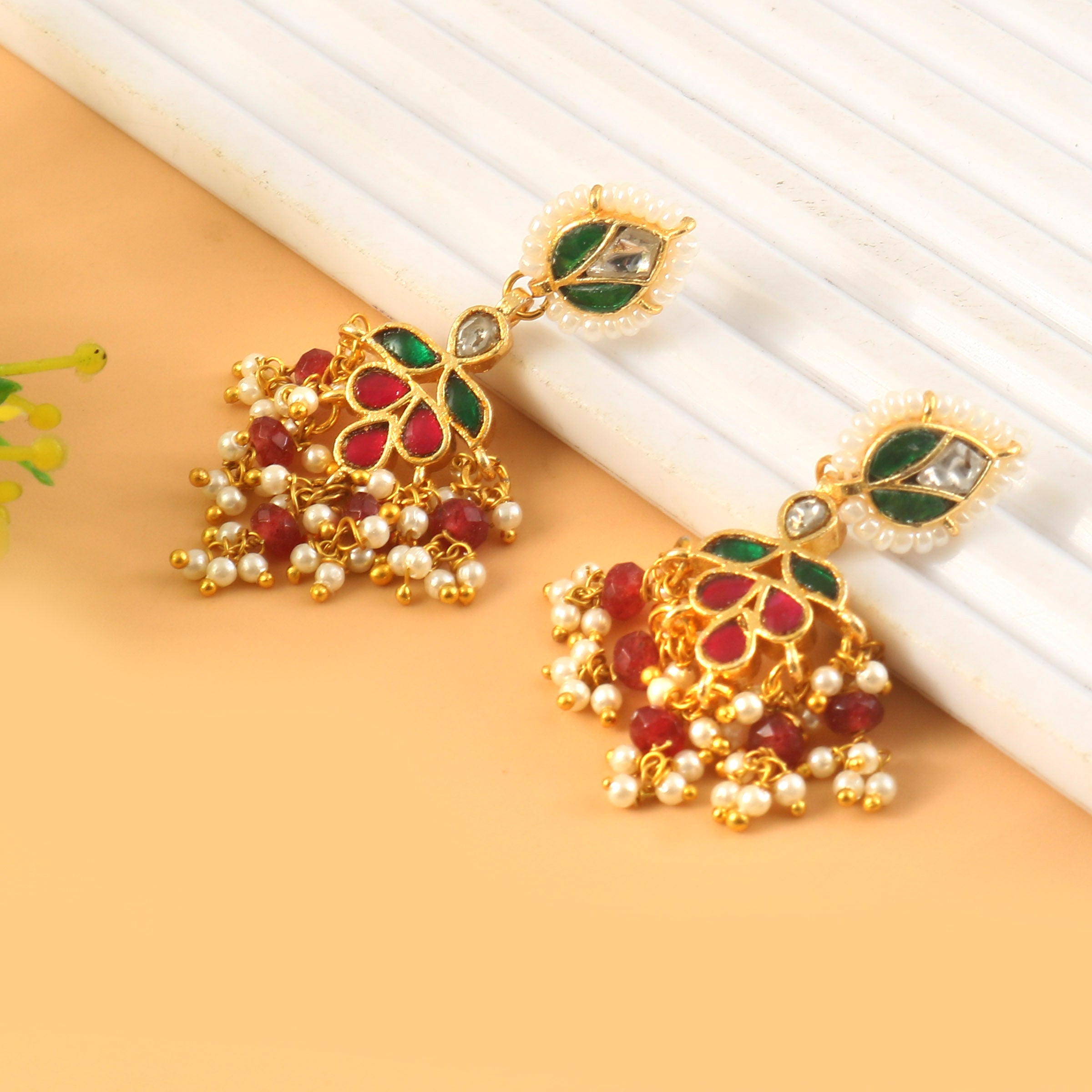 ER-177 - Jadau Kundan Earring with Emerald