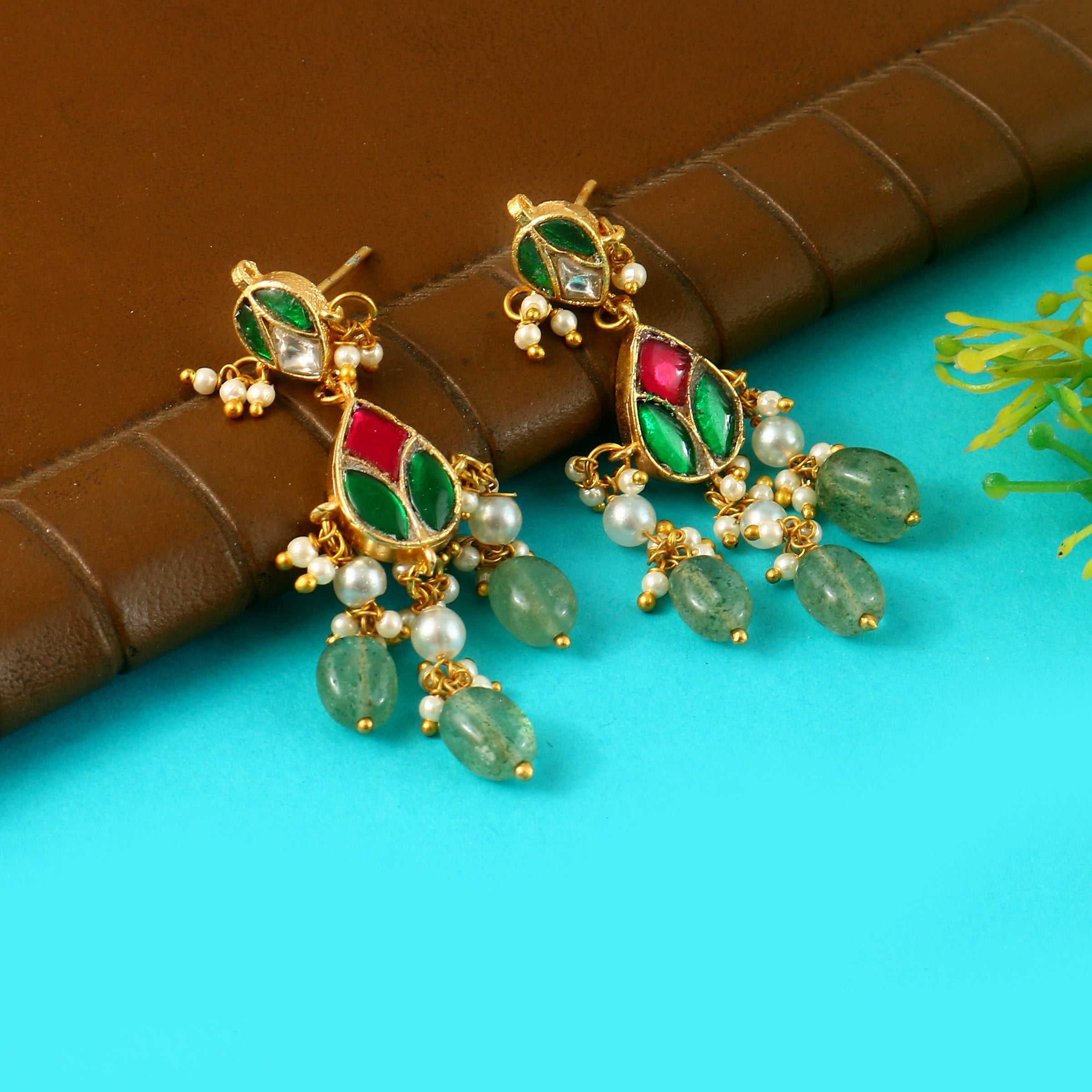 ER-179 - Jadau Kundan Earring with Emerald