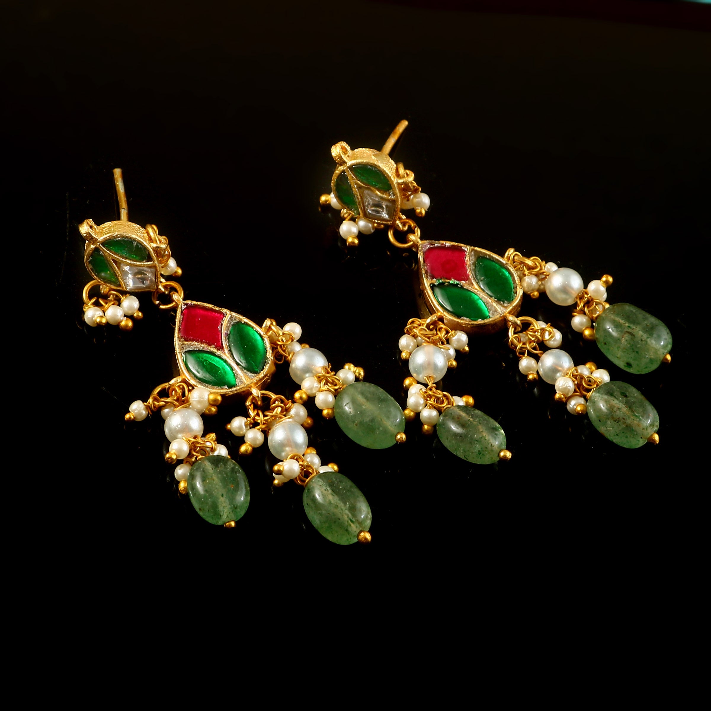 ER-179 - Jadau Kundan Earring with Emerald
