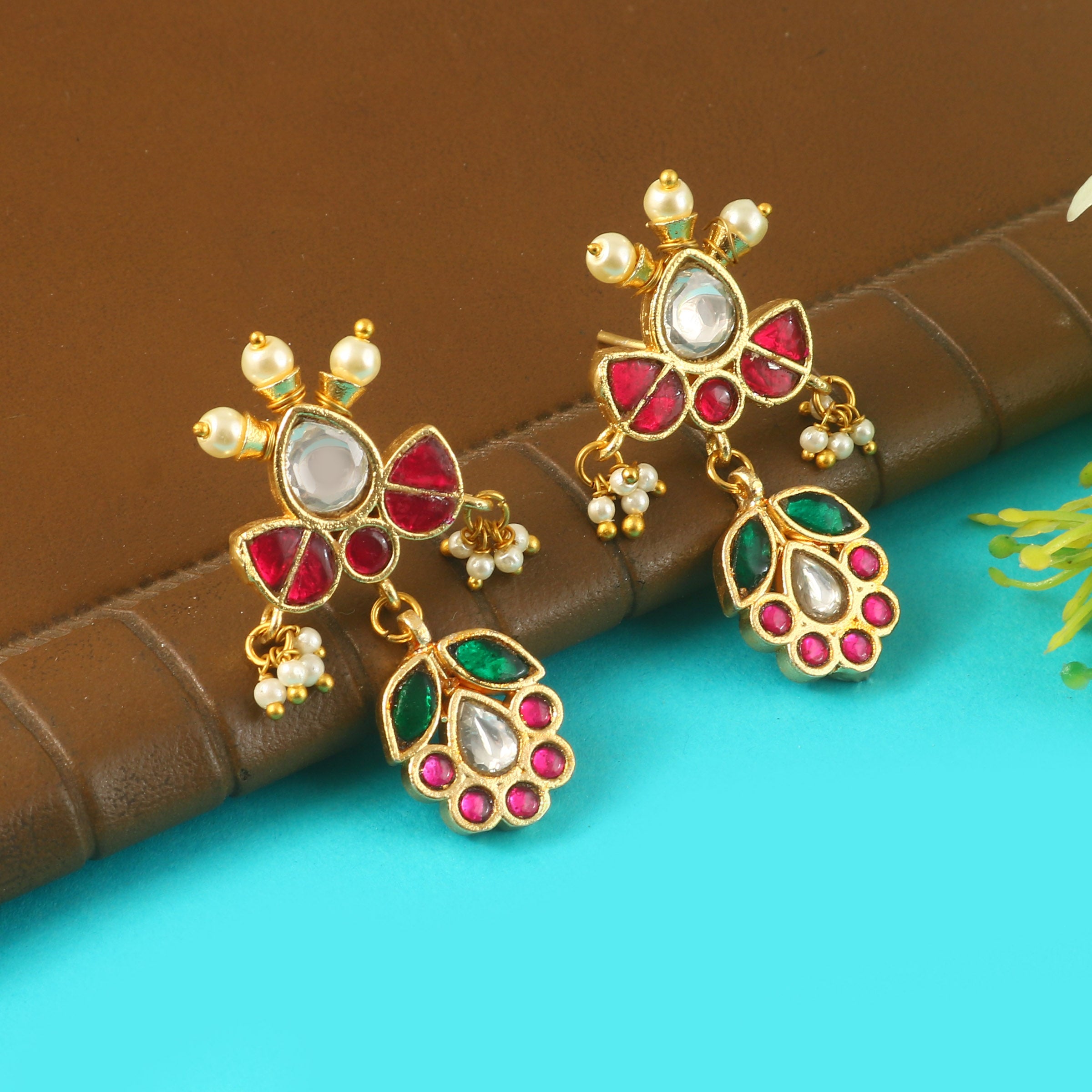 ER-180 - Jadau Kundan Earring with Emerald